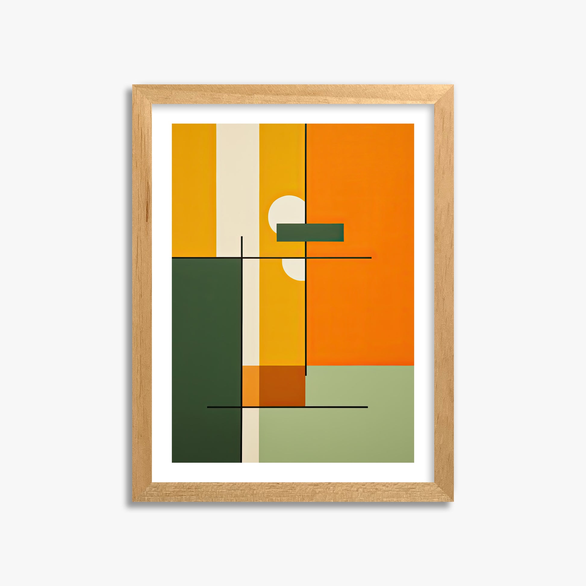 Geometric Sunset Balance, 30x40cm Oak Framed Art Reproduction