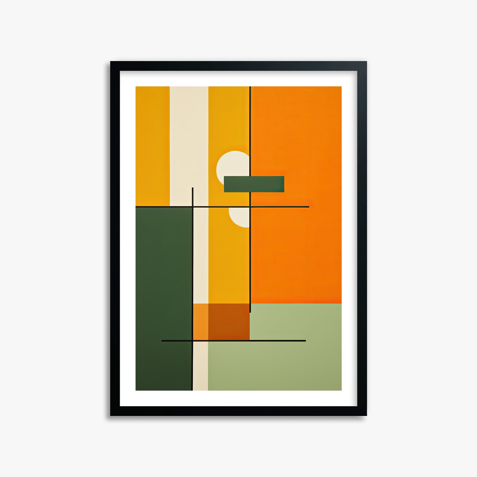 Geometric Sunset Balance, 50x70cm Black Framed Art Reproduction