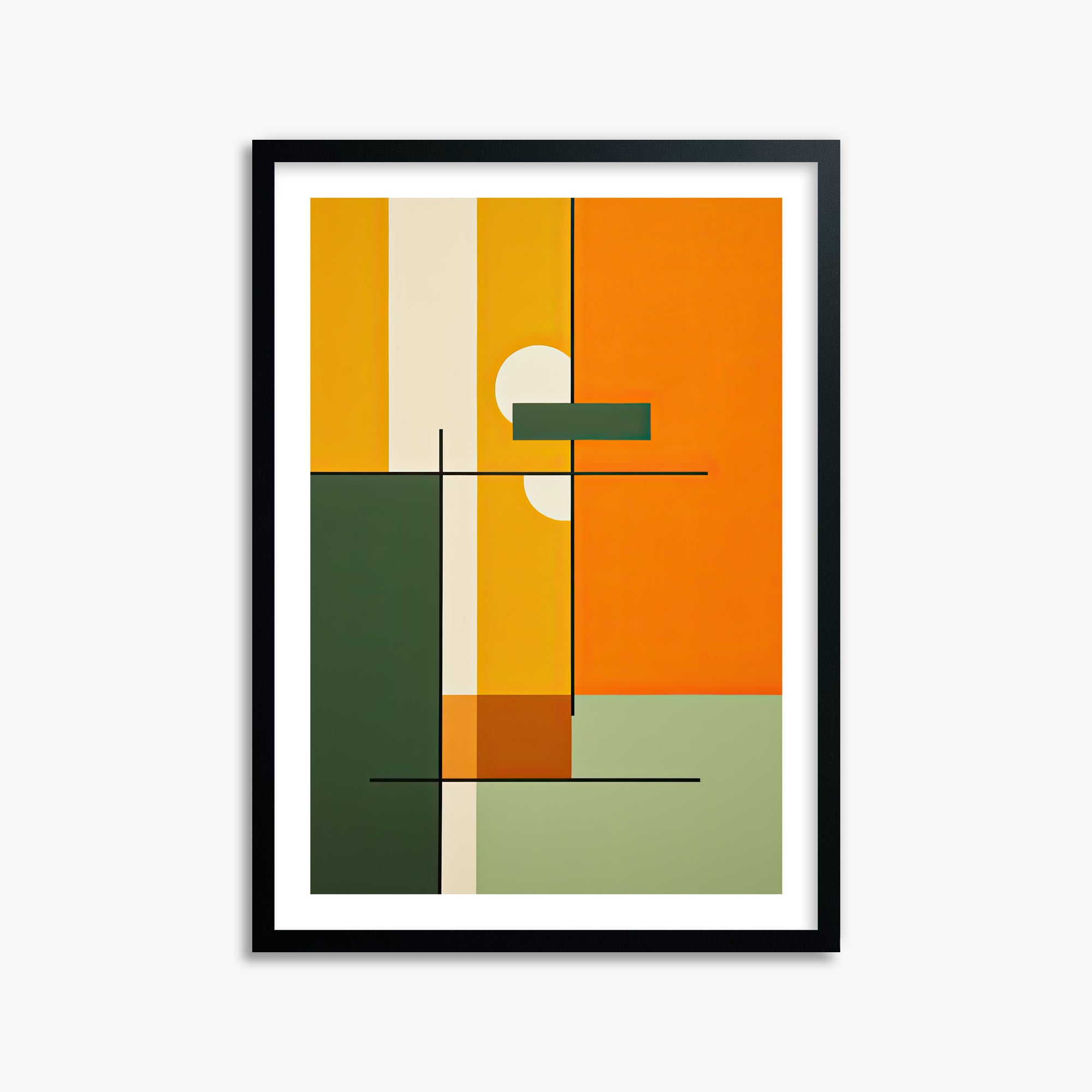 Geometric Sunset Balance, 50x70cm Black Framed Art Reproduction