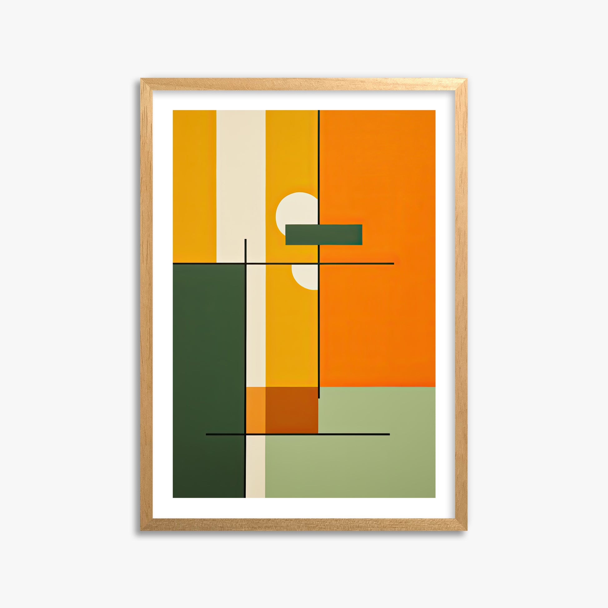 Geometric Sunset Balance, 50x70cm Oak Framed Art Reproduction