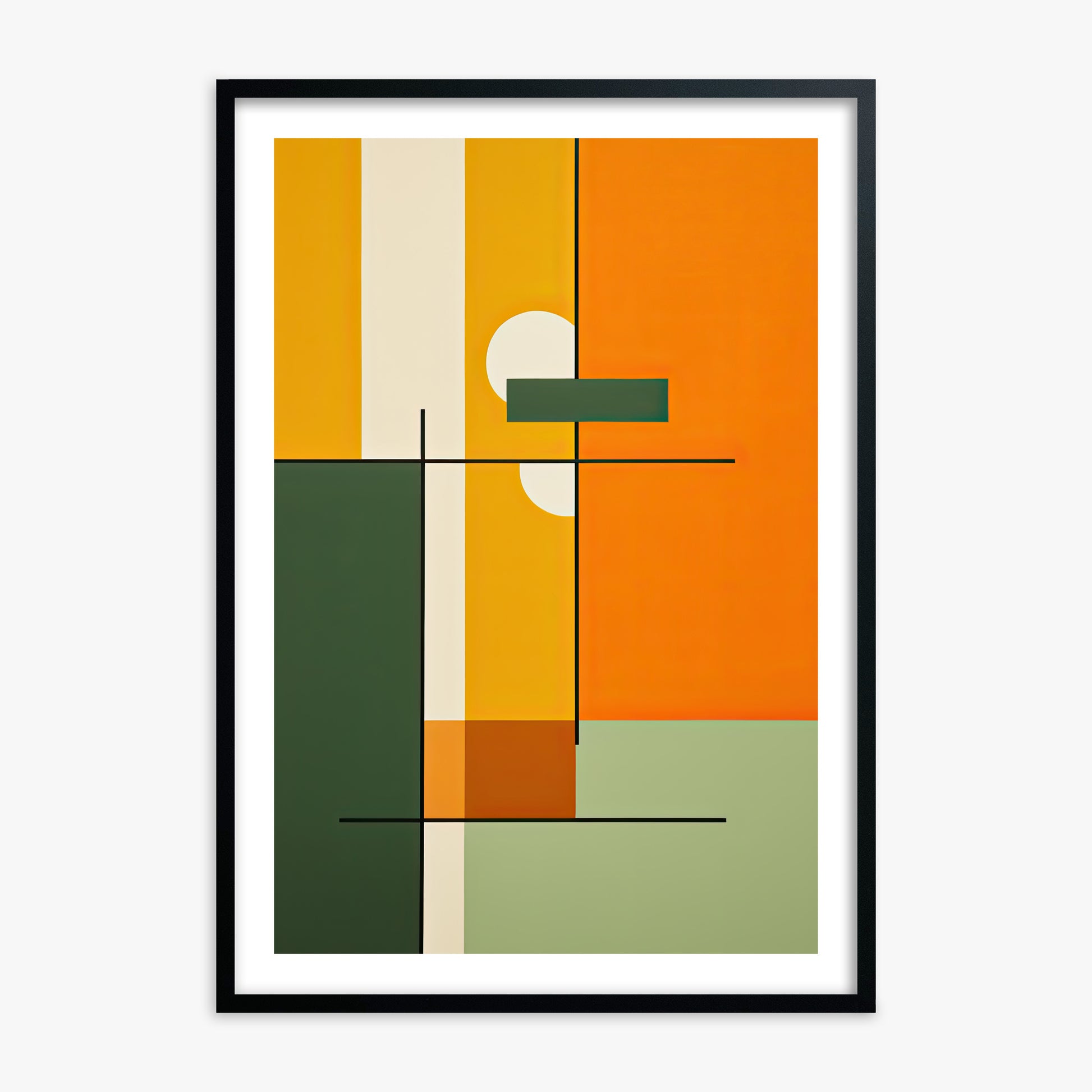 Geometric Sunset Balance, 70x100cm Black Framed Art Reproduction