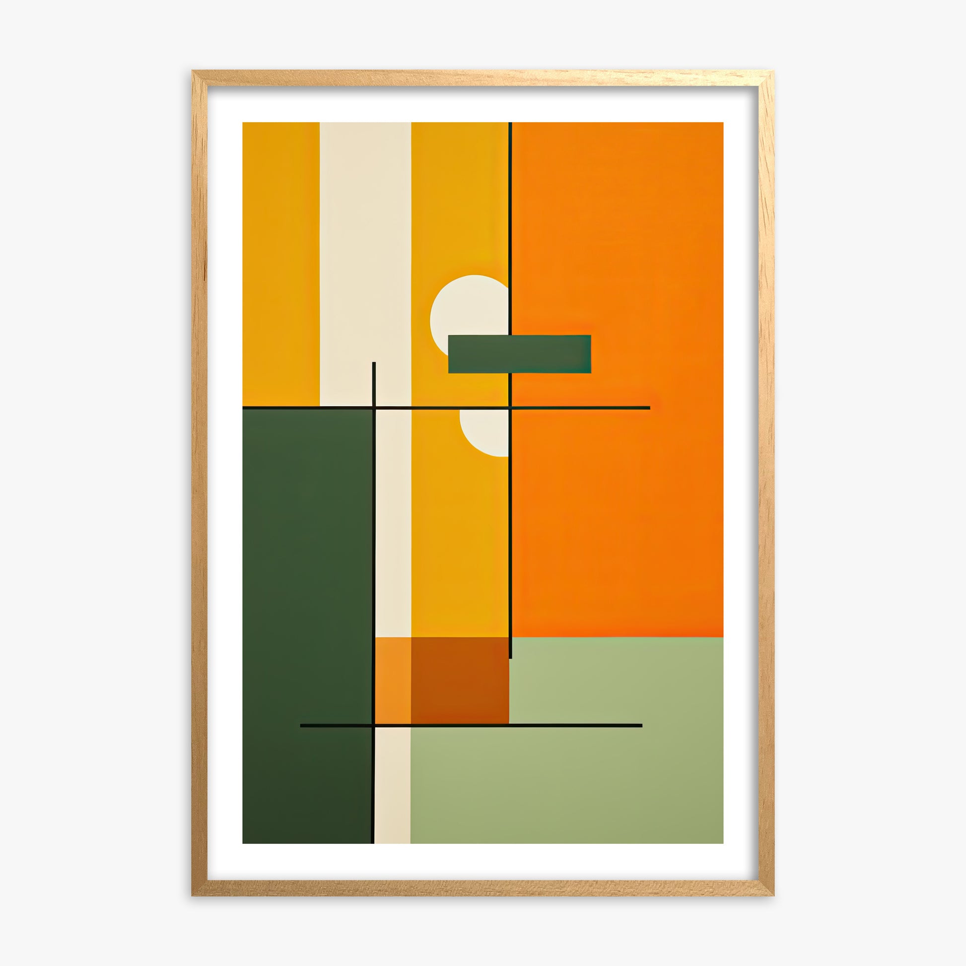 Geometric Sunset Balance, 70x100cm Oak Framed Art Reproduction