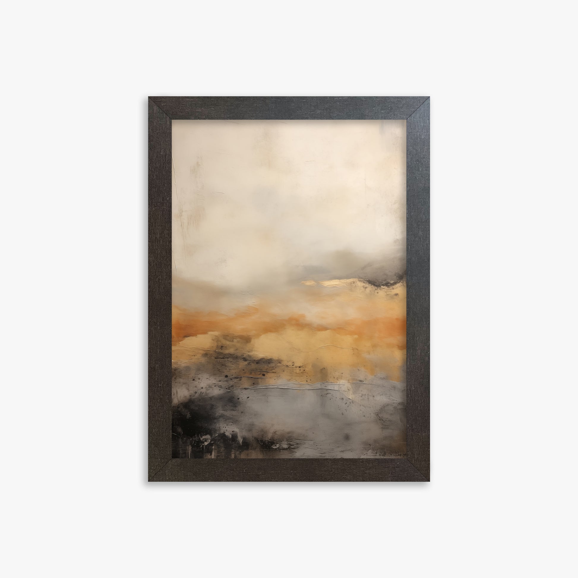 Amber Horizon Mist, 21x30cm Framed Art Reproduction With Espresso Frame