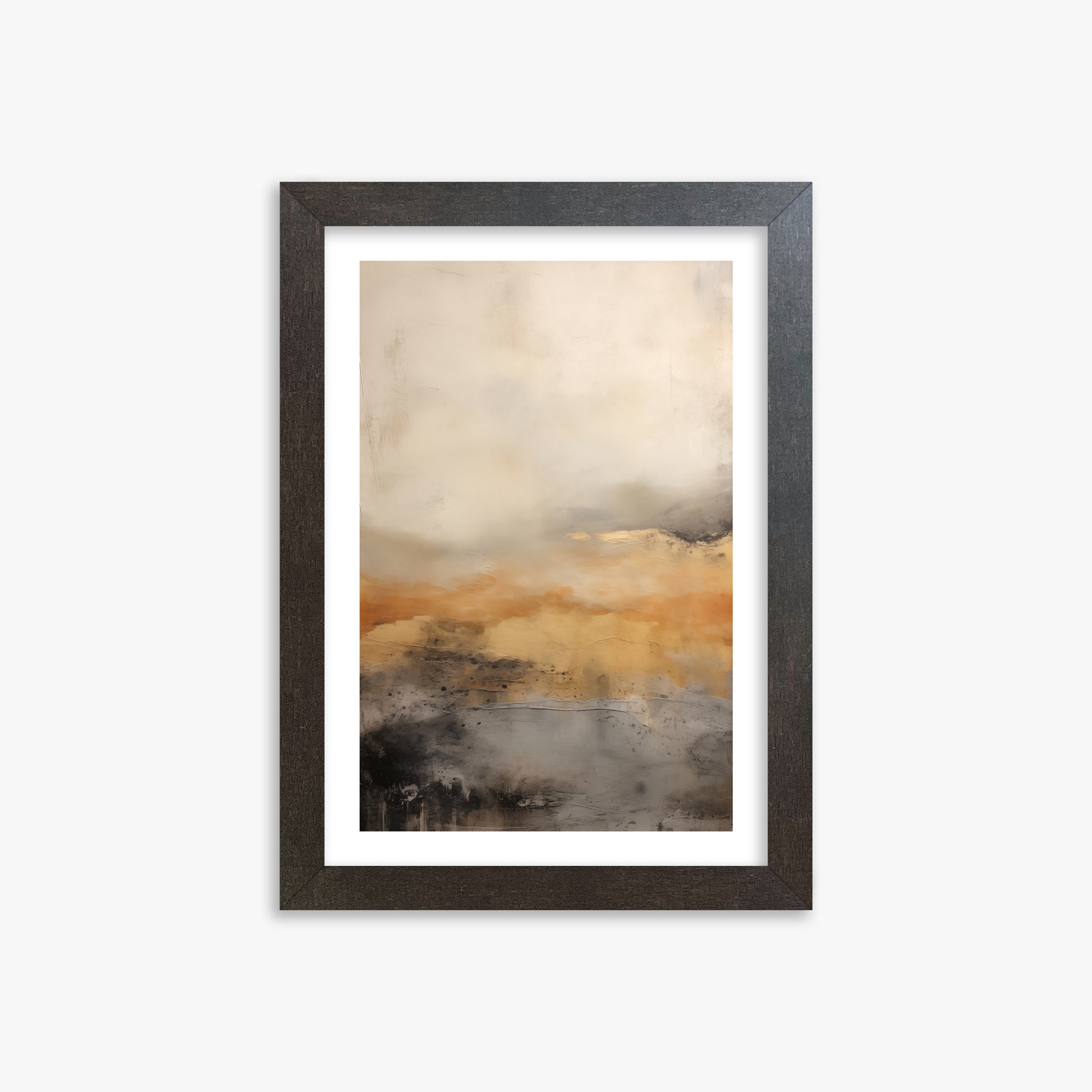 Amber Horizon Mist, 21x30cm Framed Art Reproduction With Espresso Frame