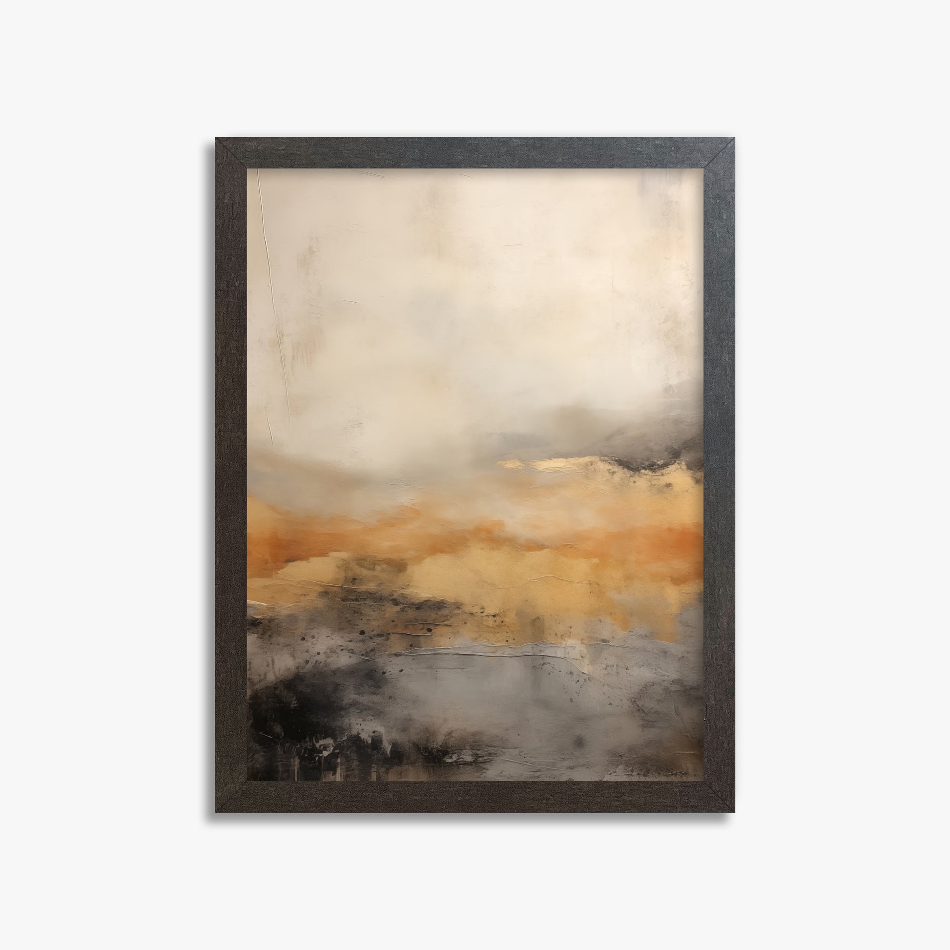 Amber Horizon Mist, 30x40cm Framed Art Reproduction With Espresso Frame