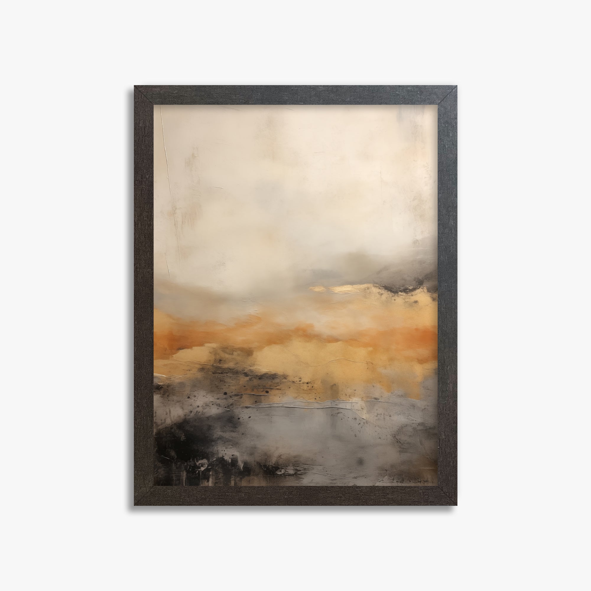 Amber Horizon Mist, 30x40cm Framed Art Reproduction With Espresso Frame