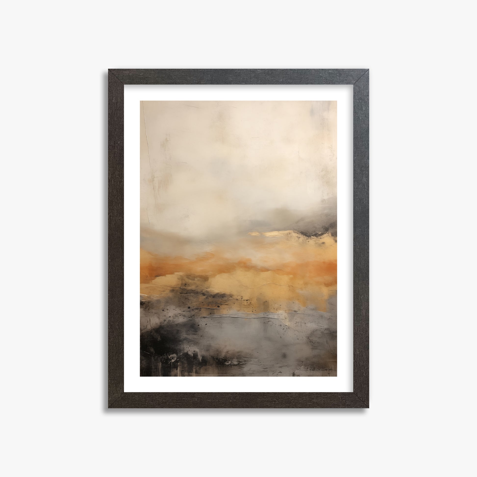 Amber Horizon Mist, 30x40cm Framed Art Reproduction With Espresso Frame