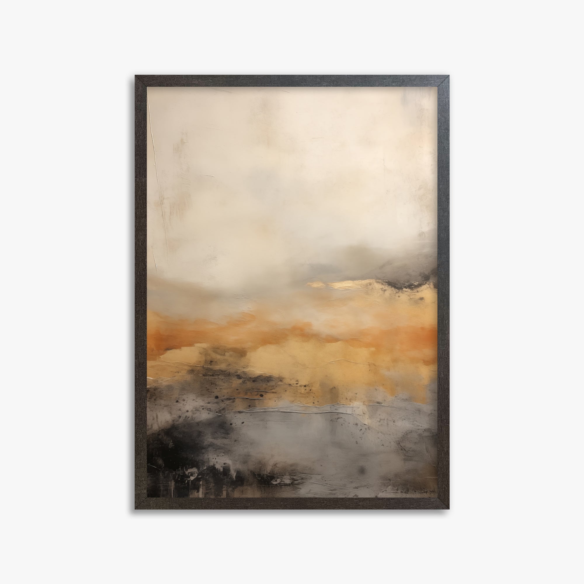 Amber Horizon Mist, 50x70cm Framed Art Reproduction With Espresso Frame