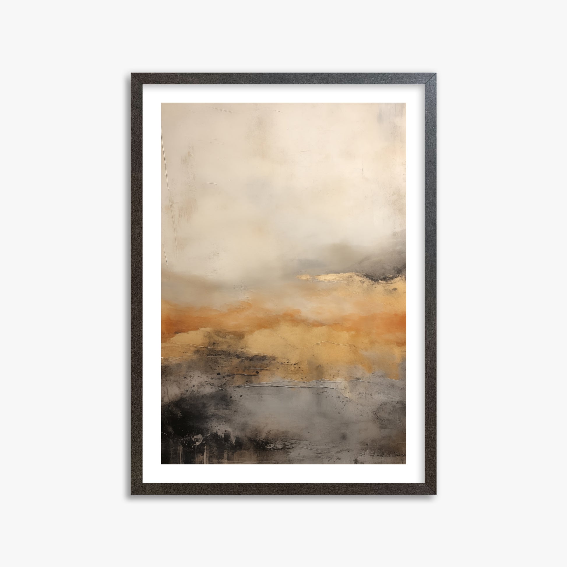 Amber Horizon Mist, 50x70cm Framed Art Reproduction With Espresso Frame