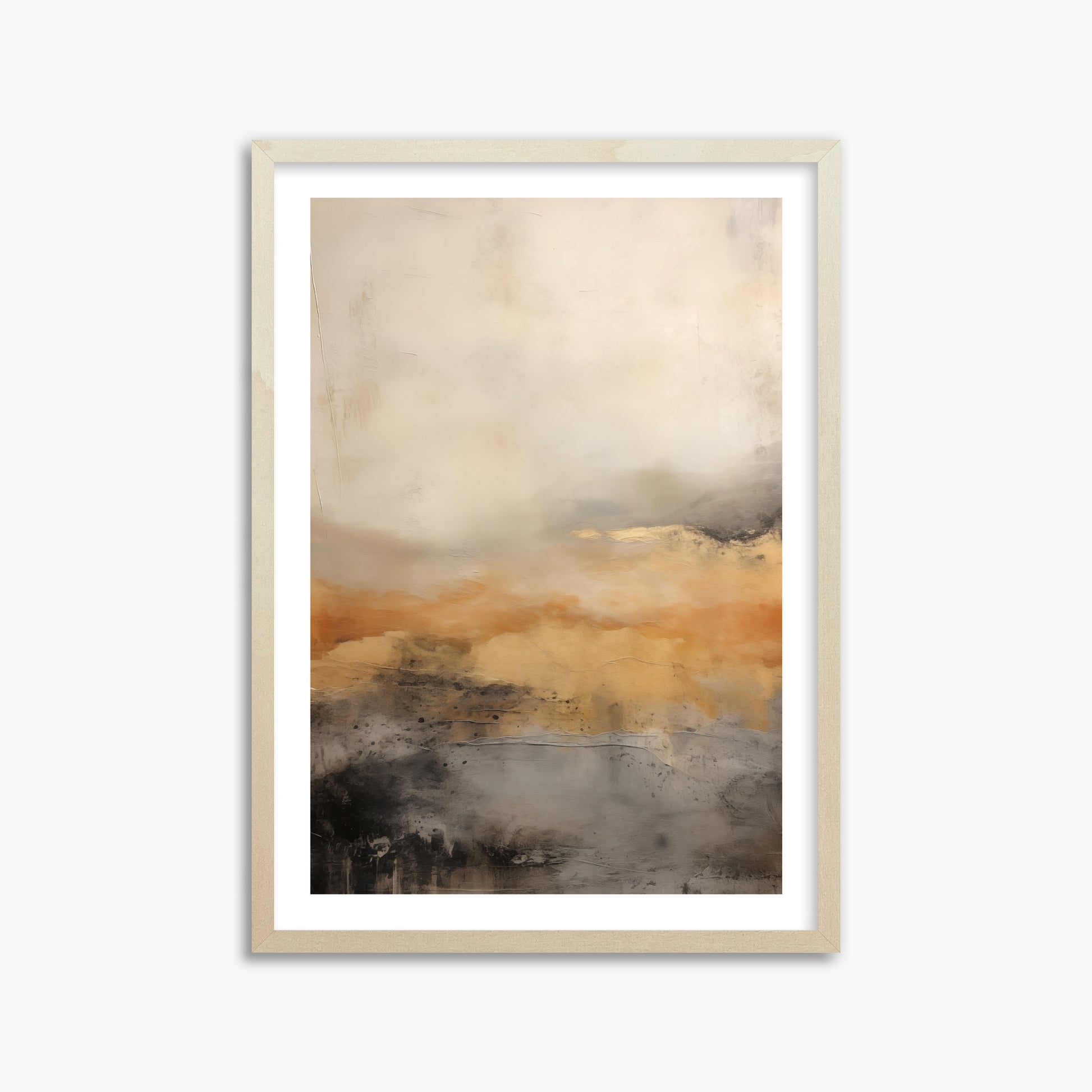 Amber Horizon Mist, 50x70cm Framed Art Reproduction With Lime Wood Frame