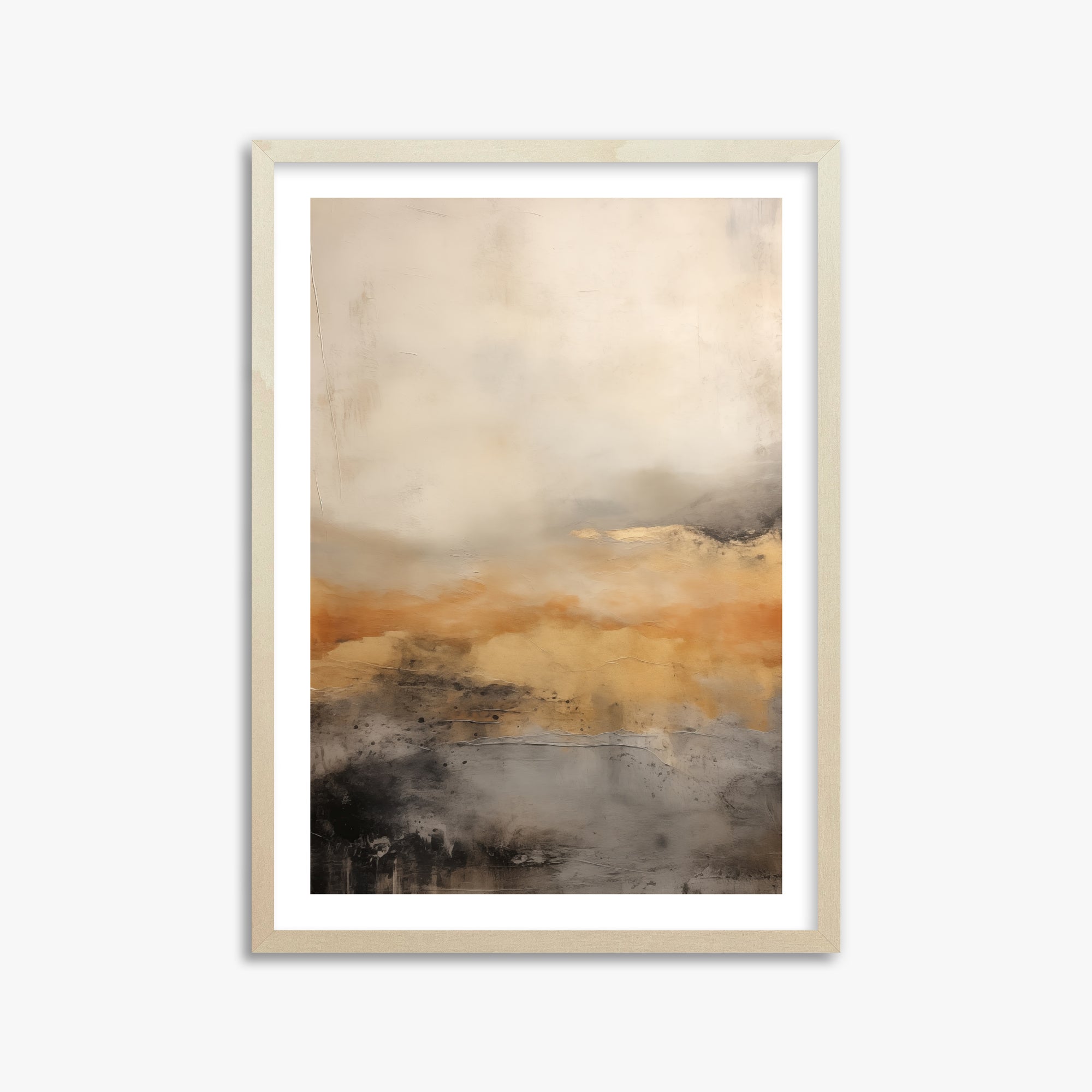 Amber Horizon Mist, 50x70cm Framed Art Reproduction With Lime Wood Frame