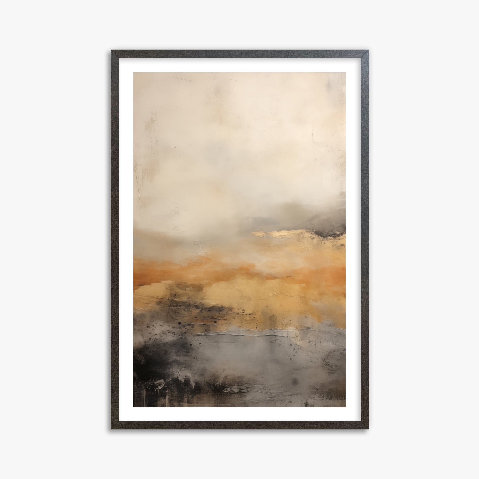 Amber Horizon Mist, 61x91cm Framed Art Reproduction With Espresso Frame