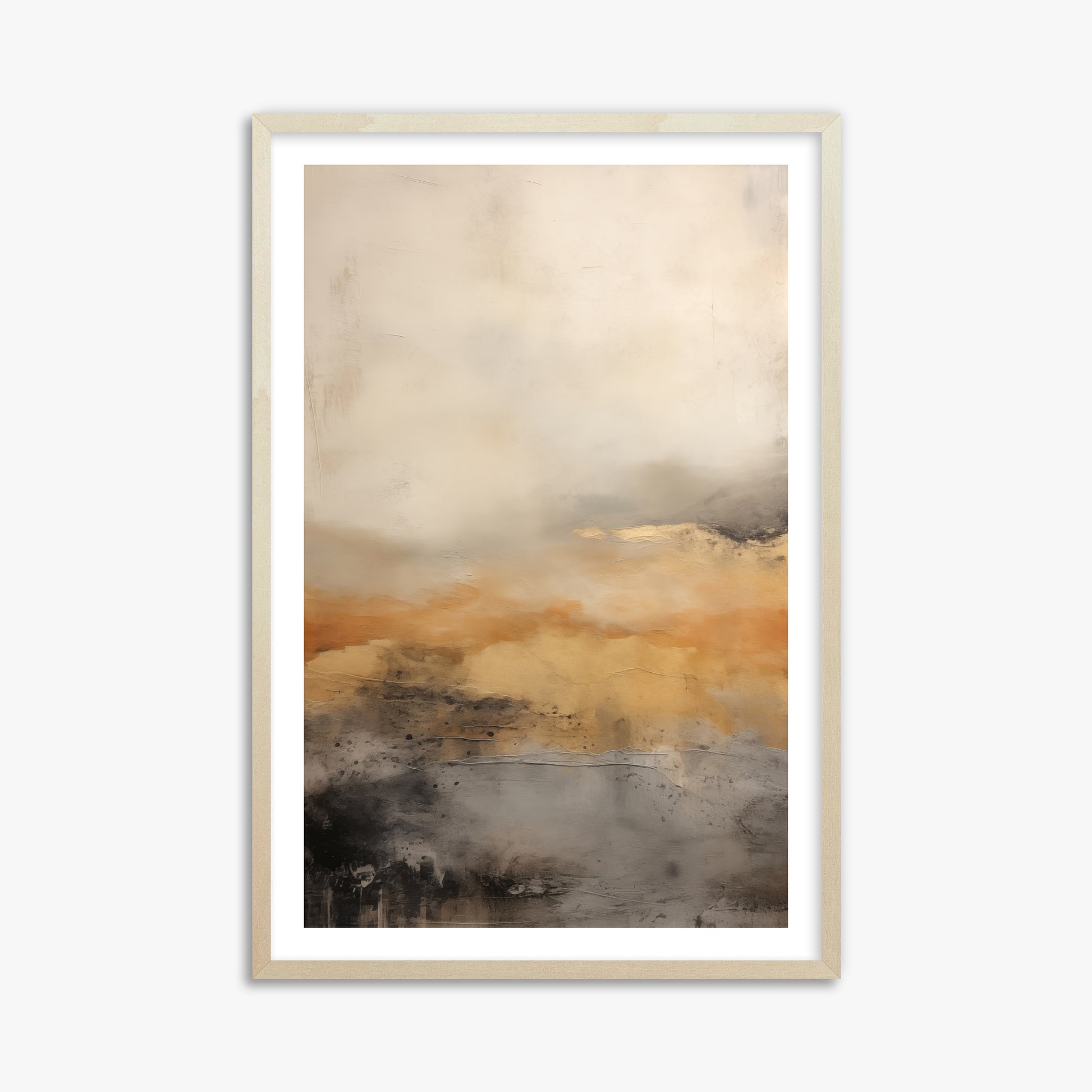 Amber Horizon Mist, 61x91cm Framed Art Reproduction With Lime Wood Frame