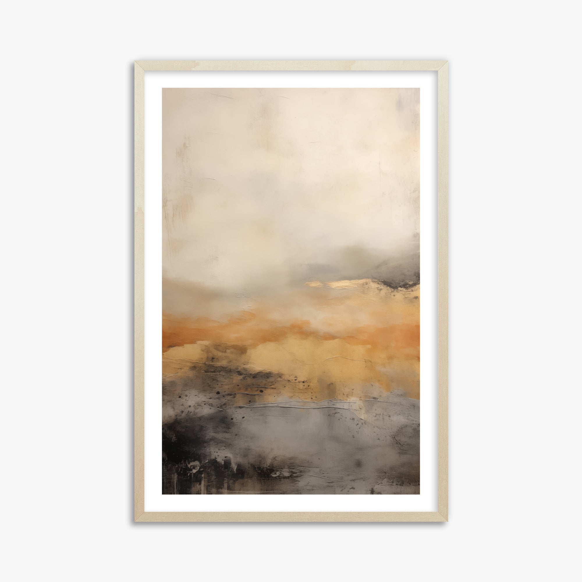 Amber Horizon Mist, 61x91cm Framed Art Reproduction With Lime Wood Frame