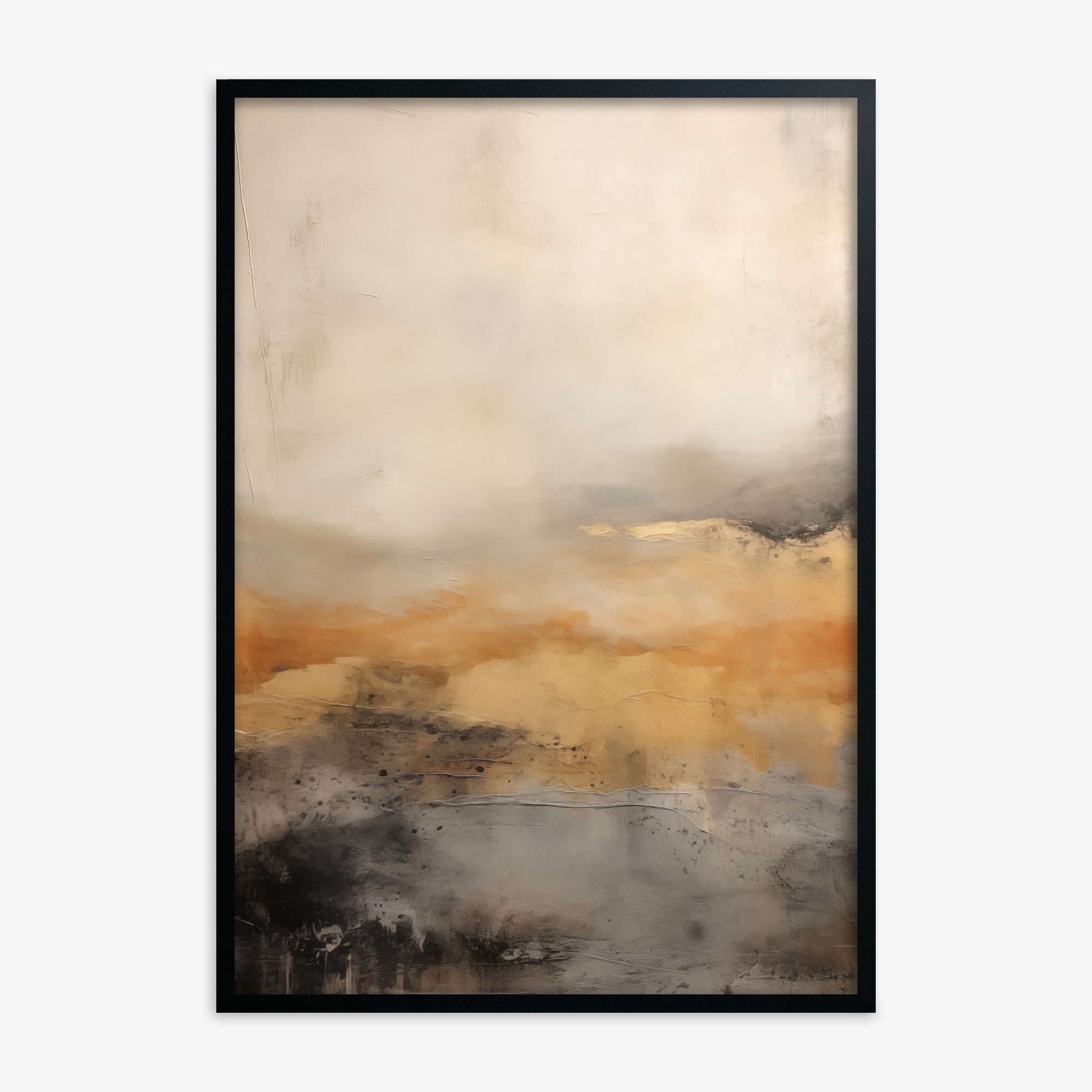 Amber Horizon Mist, Black Framed Poster With Black Frame