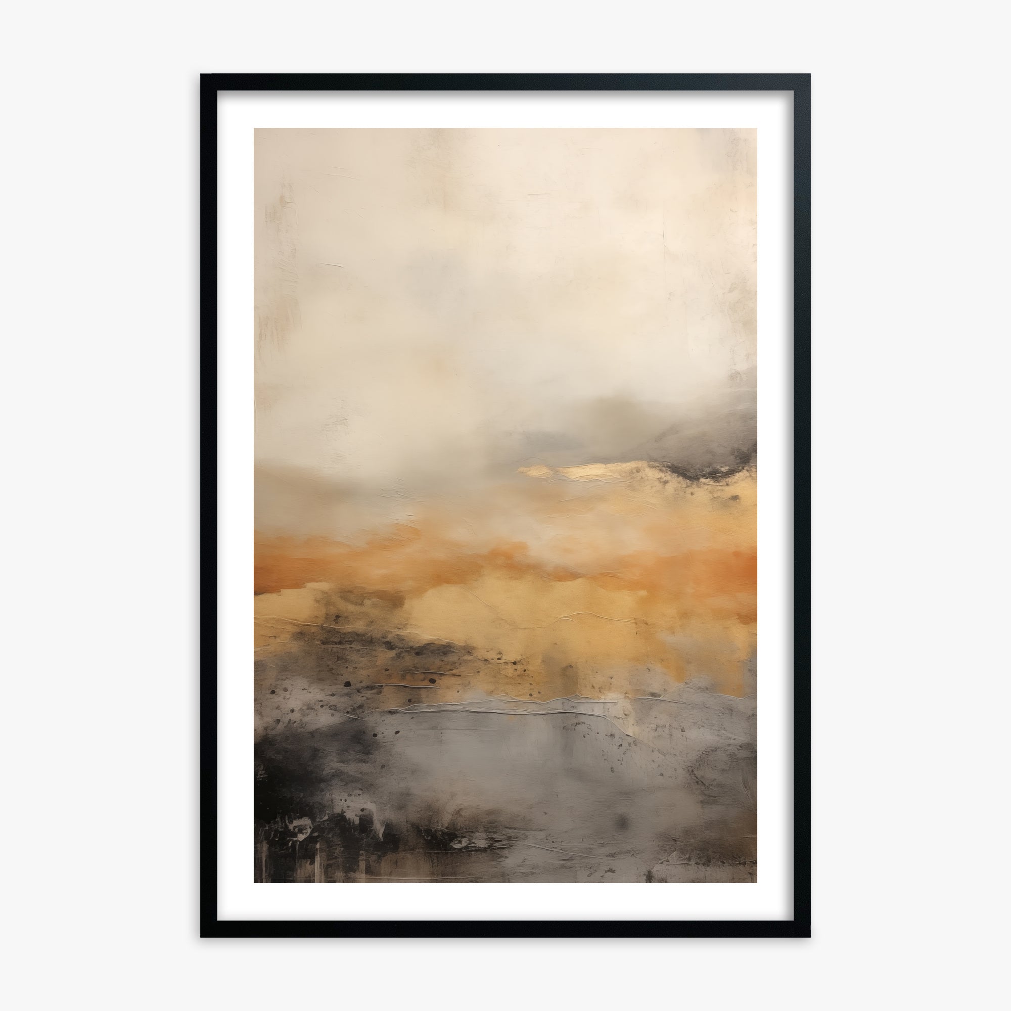 Amber Horizon Mist, Black Framed Poster With Black Frame