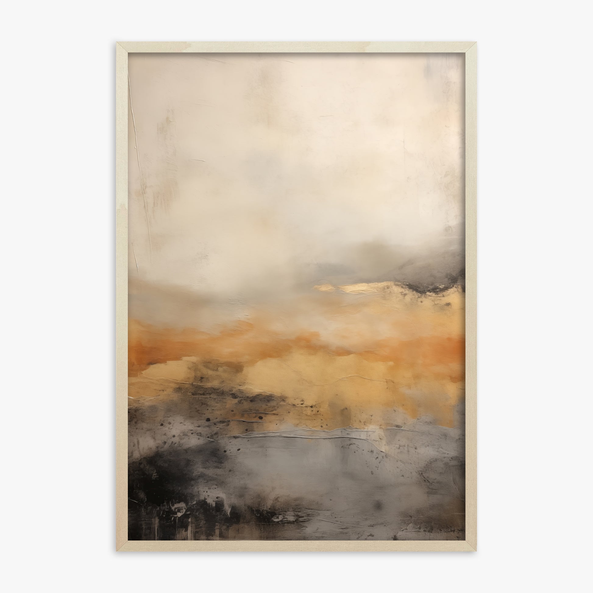 Amber Horizon Mist, 70x100cm Framed Art Reproduction With Lime Wood Frame