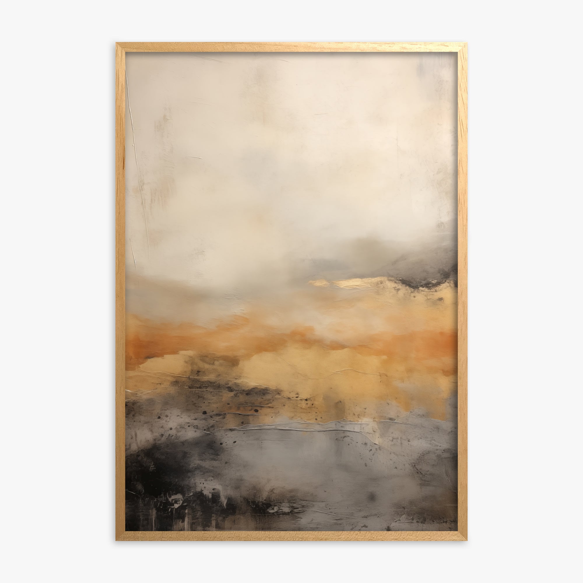 Amber Horizon Mist, Oak Framed Poster With Oak Frame