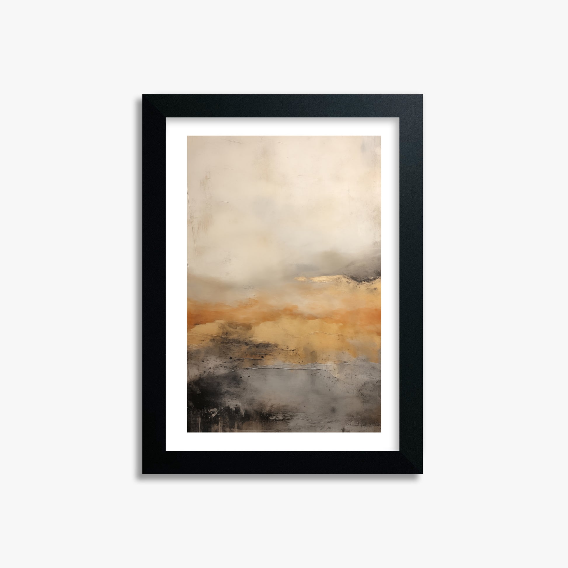 Amber Horizon Mist, 21x30cm Black Framed Art Reproduction