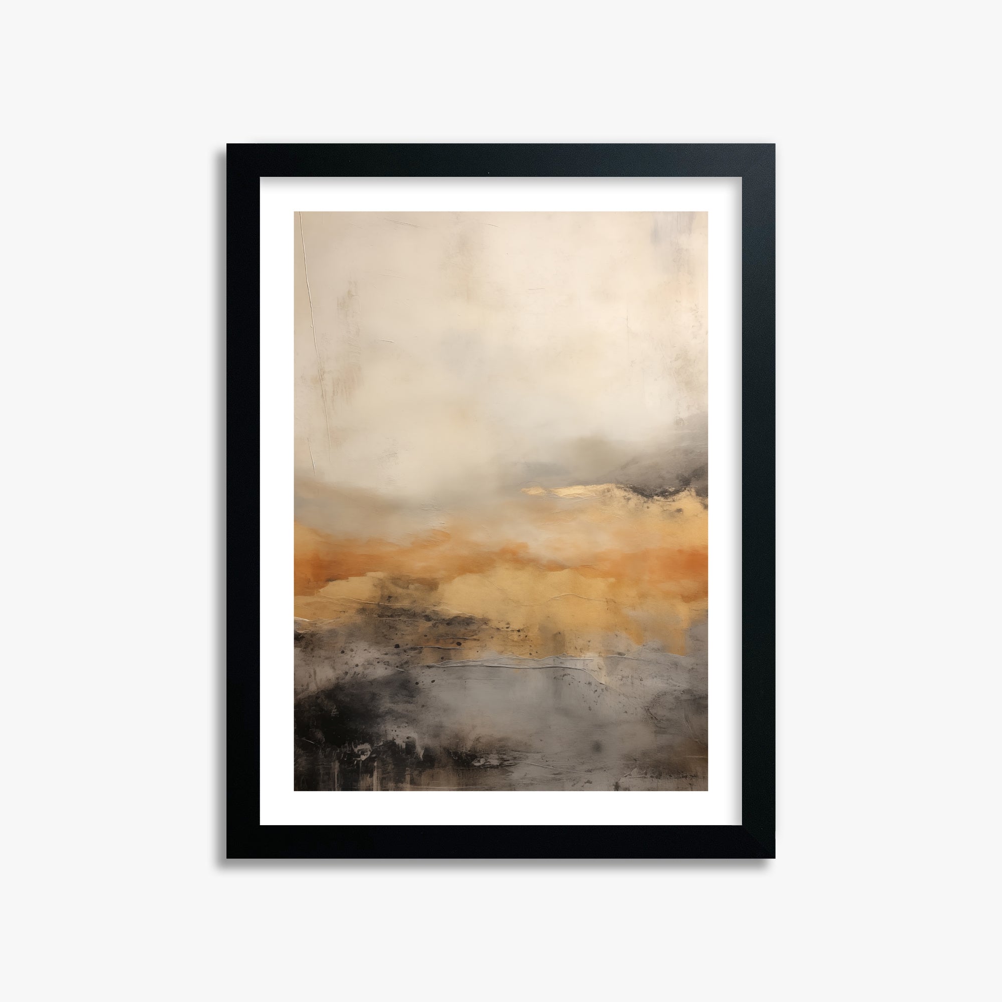 Amber Horizon Mist, 30x40cm Black Framed Art Reproduction