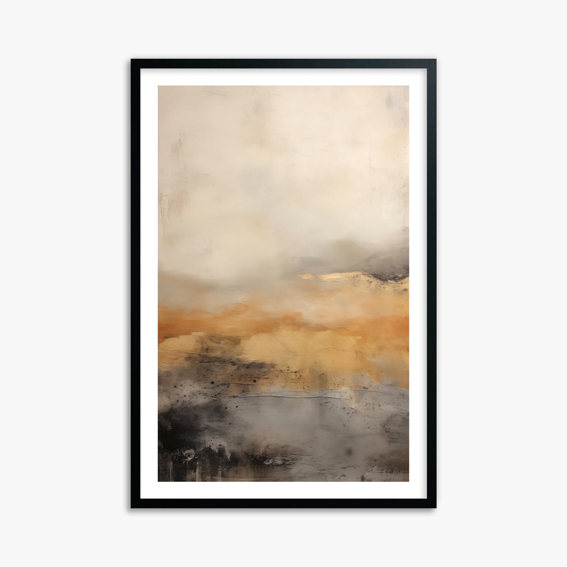 Amber Horizon Mist, 61x91cm Black Framed Art Reproduction