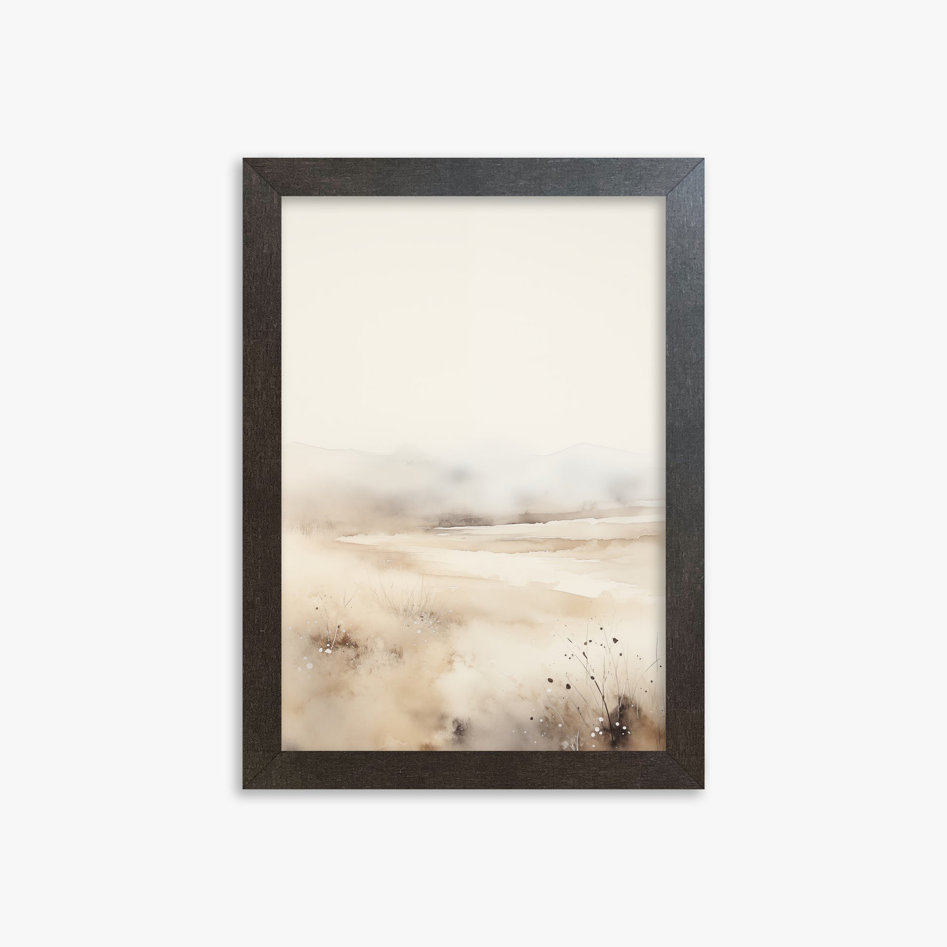 Misty Dunes Horizon, 21x30cm Framed Art Reproduction With Espresso Frame