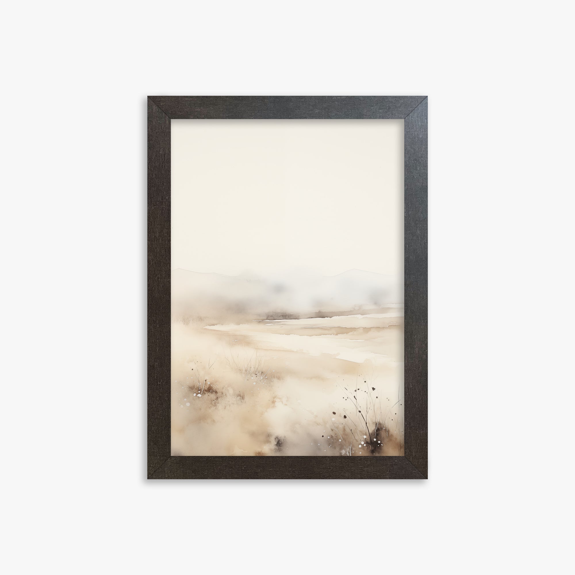 Misty Dunes Horizon, 21x30cm Framed Art Reproduction With Espresso Frame