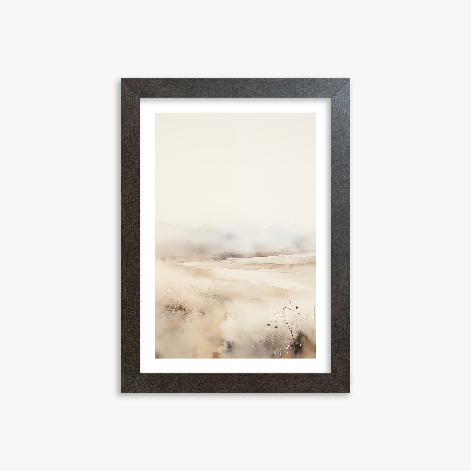 Misty Dunes Horizon, 21x30cm Framed Art Reproduction With Espresso Frame