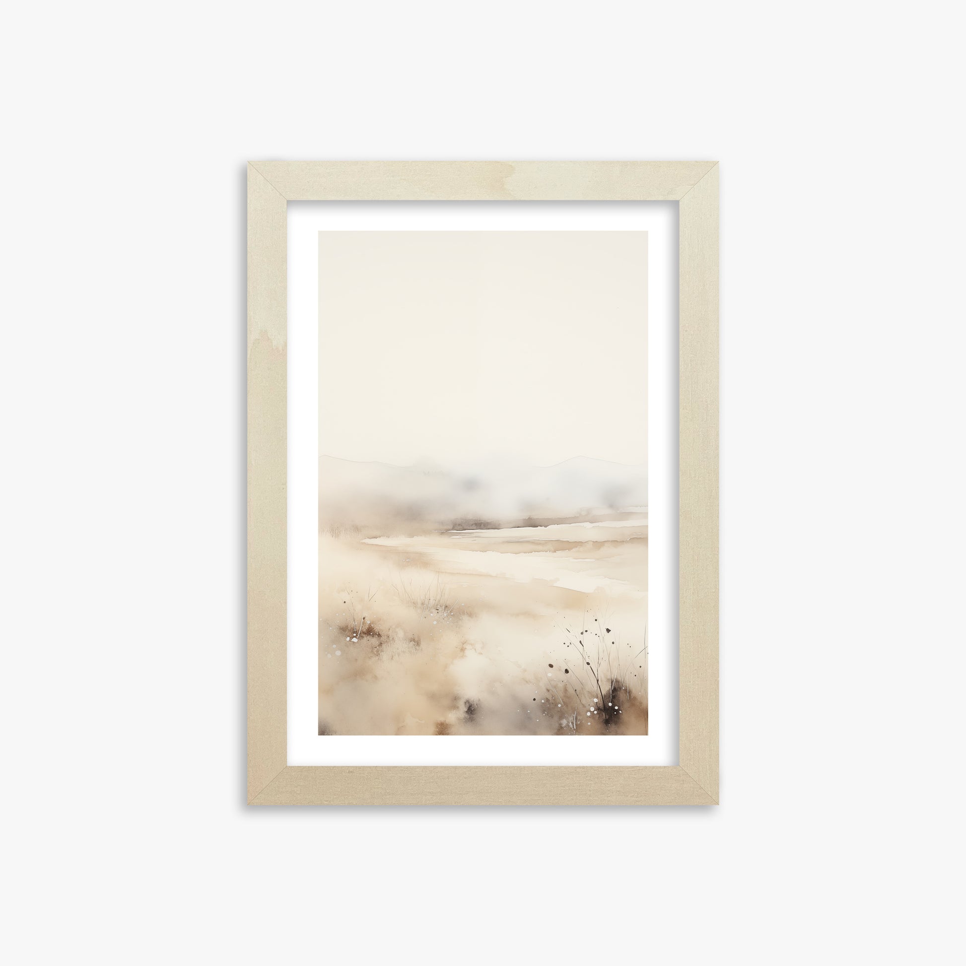 Misty Dunes Horizon, 21x30cm Framed Art Reproduction With Lime Wood Frame