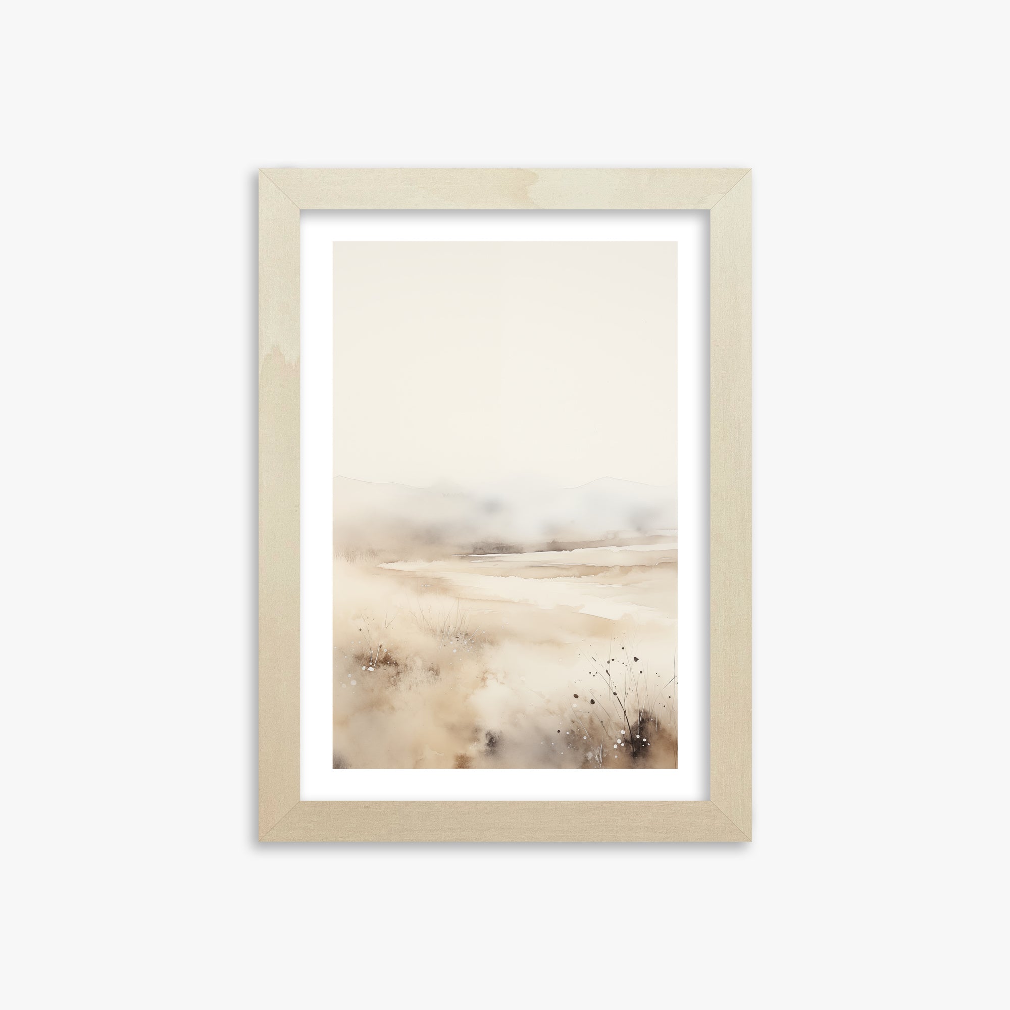 Misty Dunes Horizon, 21x30cm Framed Art Reproduction With Lime Wood Frame