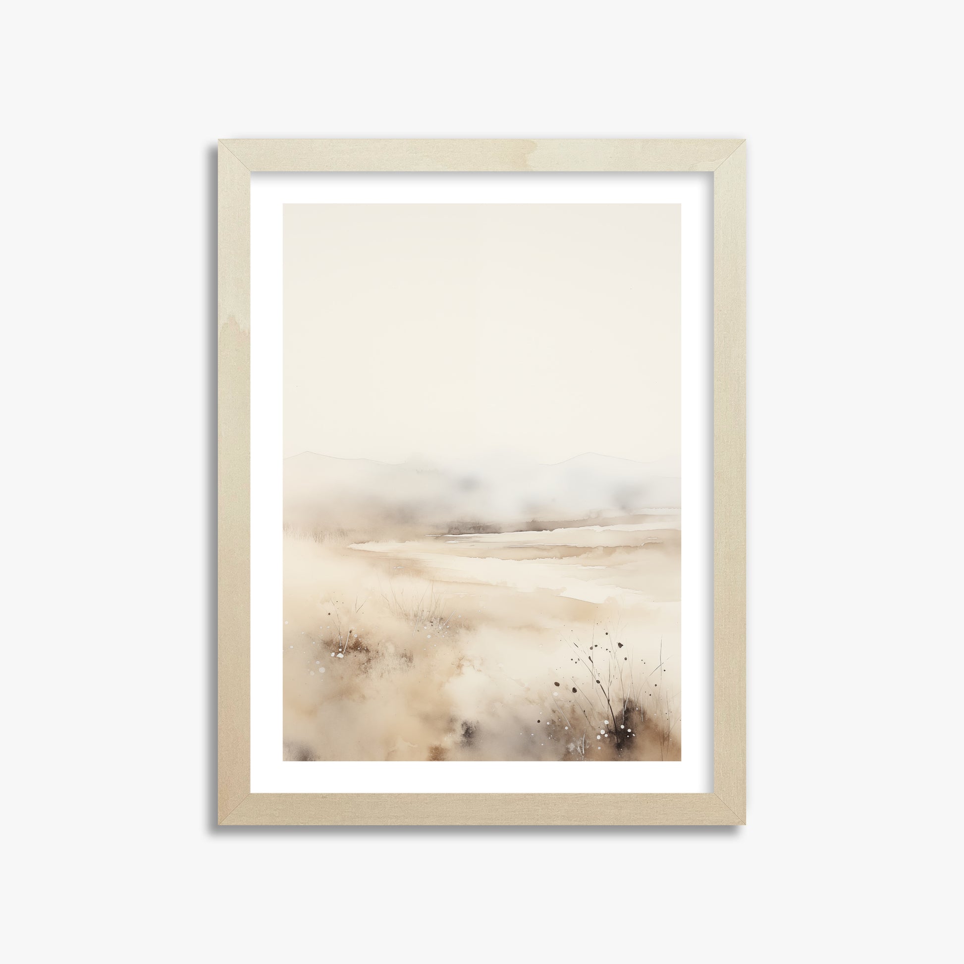 Misty Dunes Horizon, 30x40cm Framed Art Reproduction With Lime Wood Frame