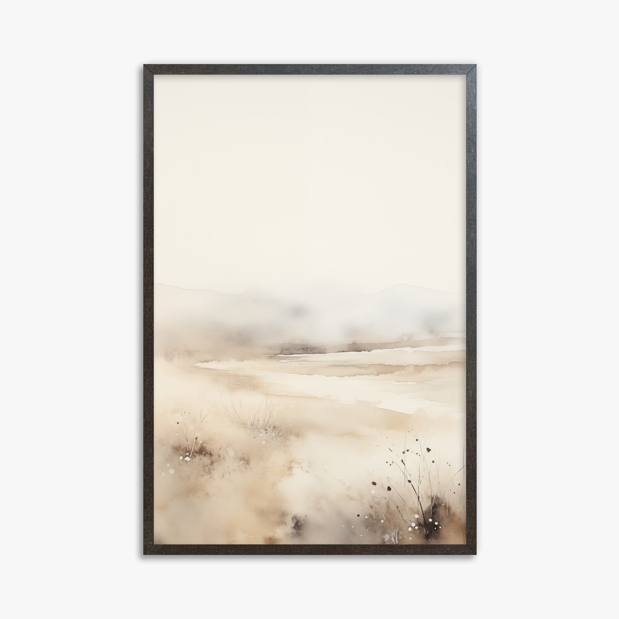 Misty Dunes Horizon, 61x91cm Framed Art Reproduction With Espresso Frame