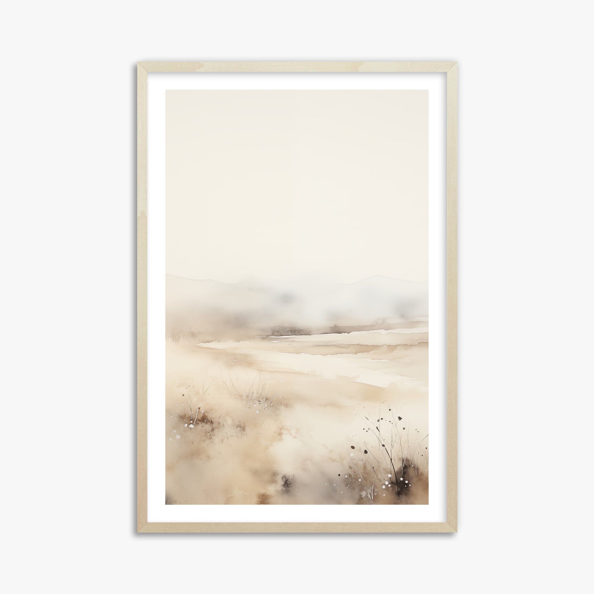Misty Dunes Horizon, 61x91cm Framed Art Reproduction With Lime Wood Frame