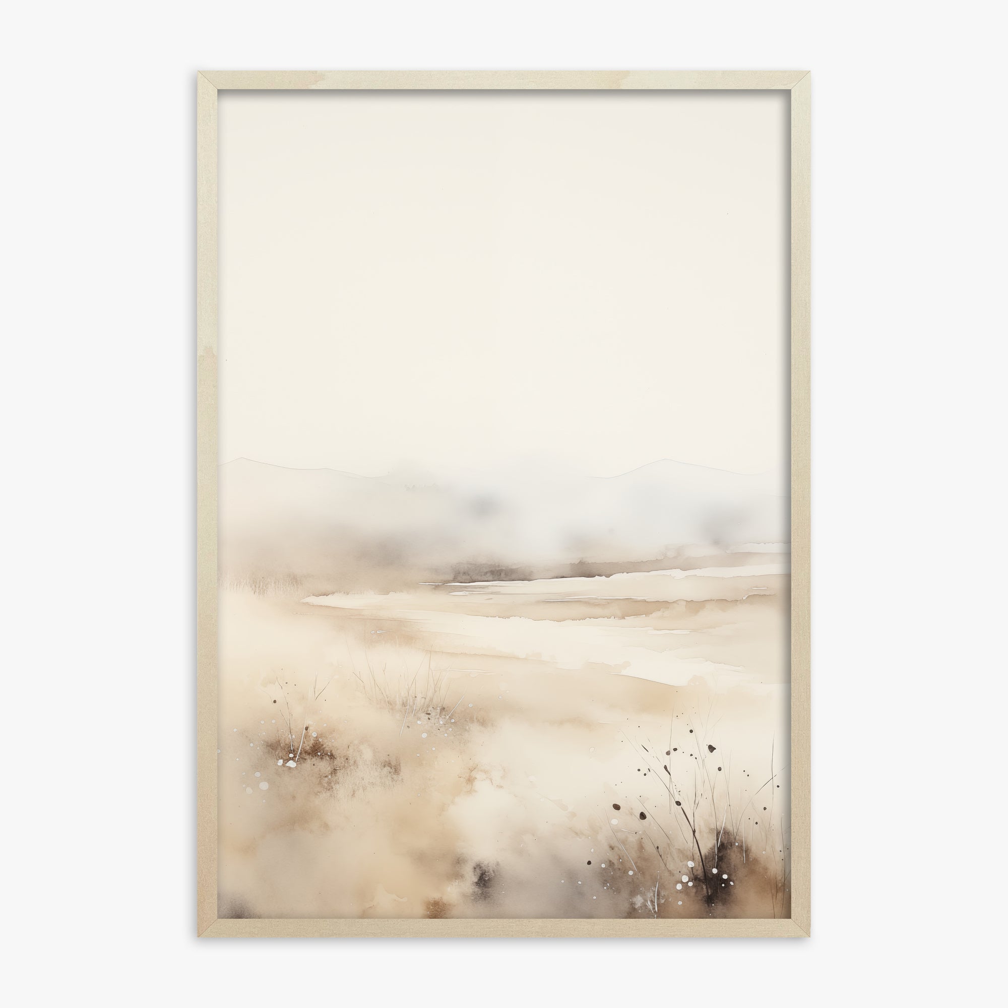 Misty Dunes Horizon, 70x100cm Framed Art Reproduction With Lime Wood Frame