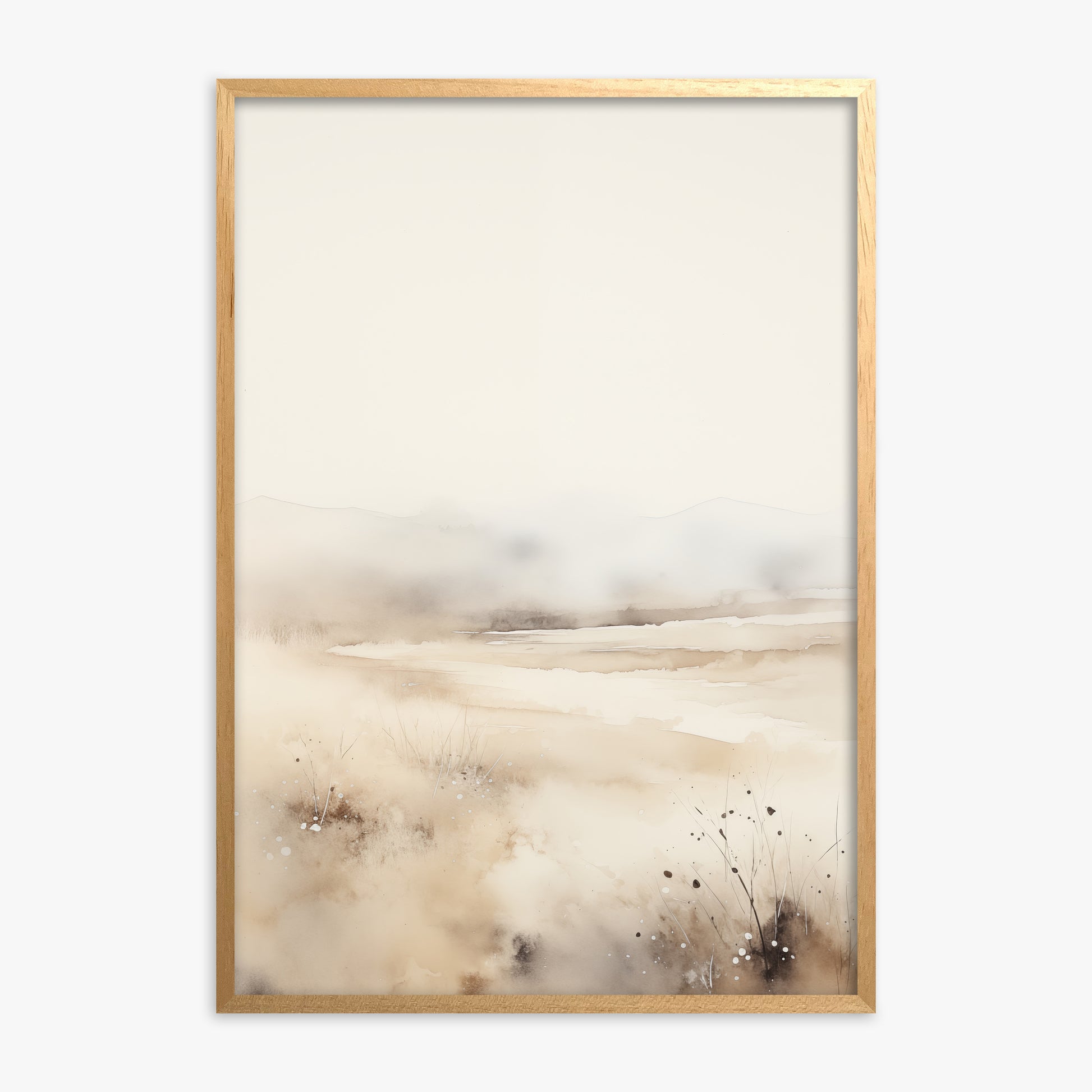 Misty Dunes Horizon, Oak Framed Poster With Oak Frame