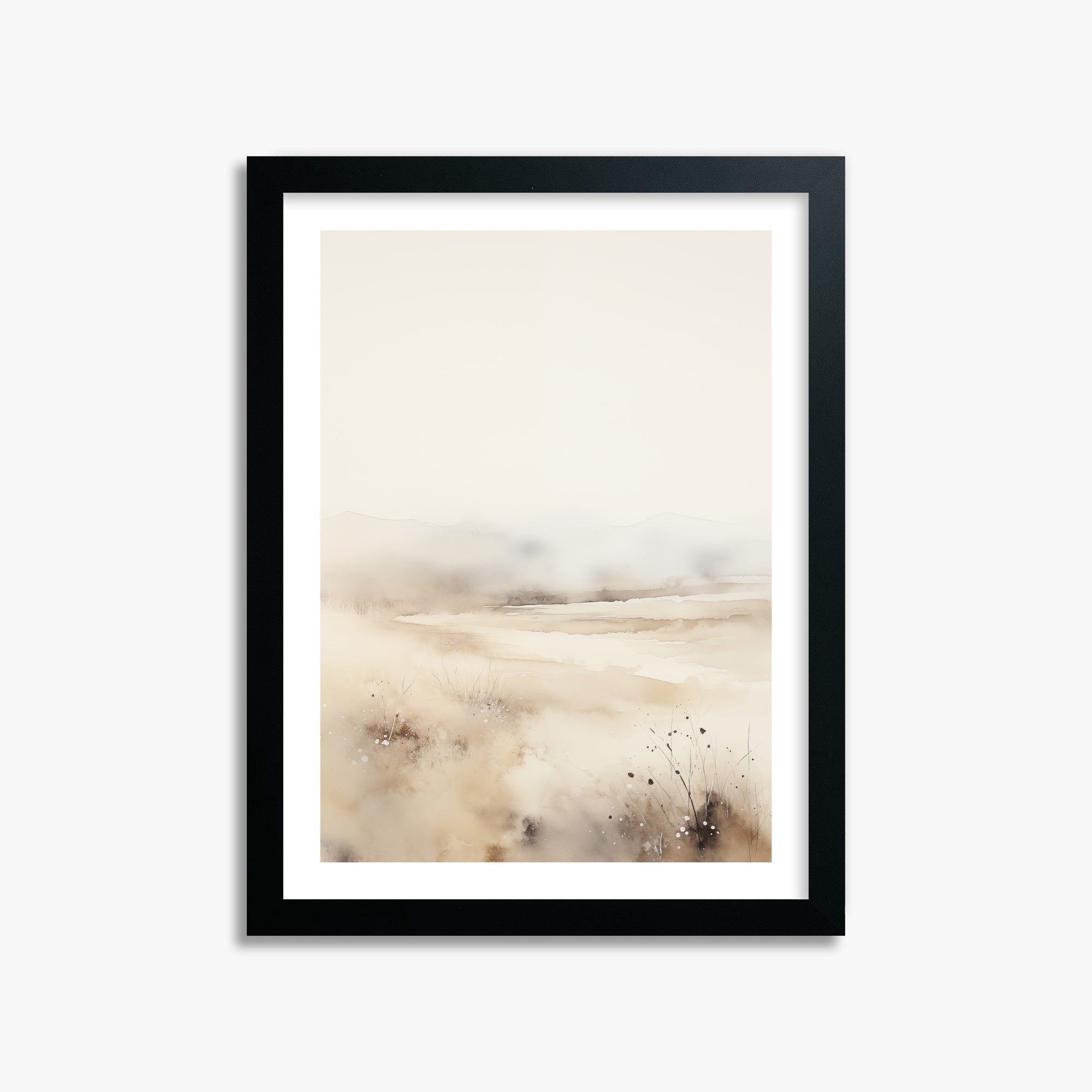 Misty Dunes Horizon, 30x40cm Black Framed Art Reproduction