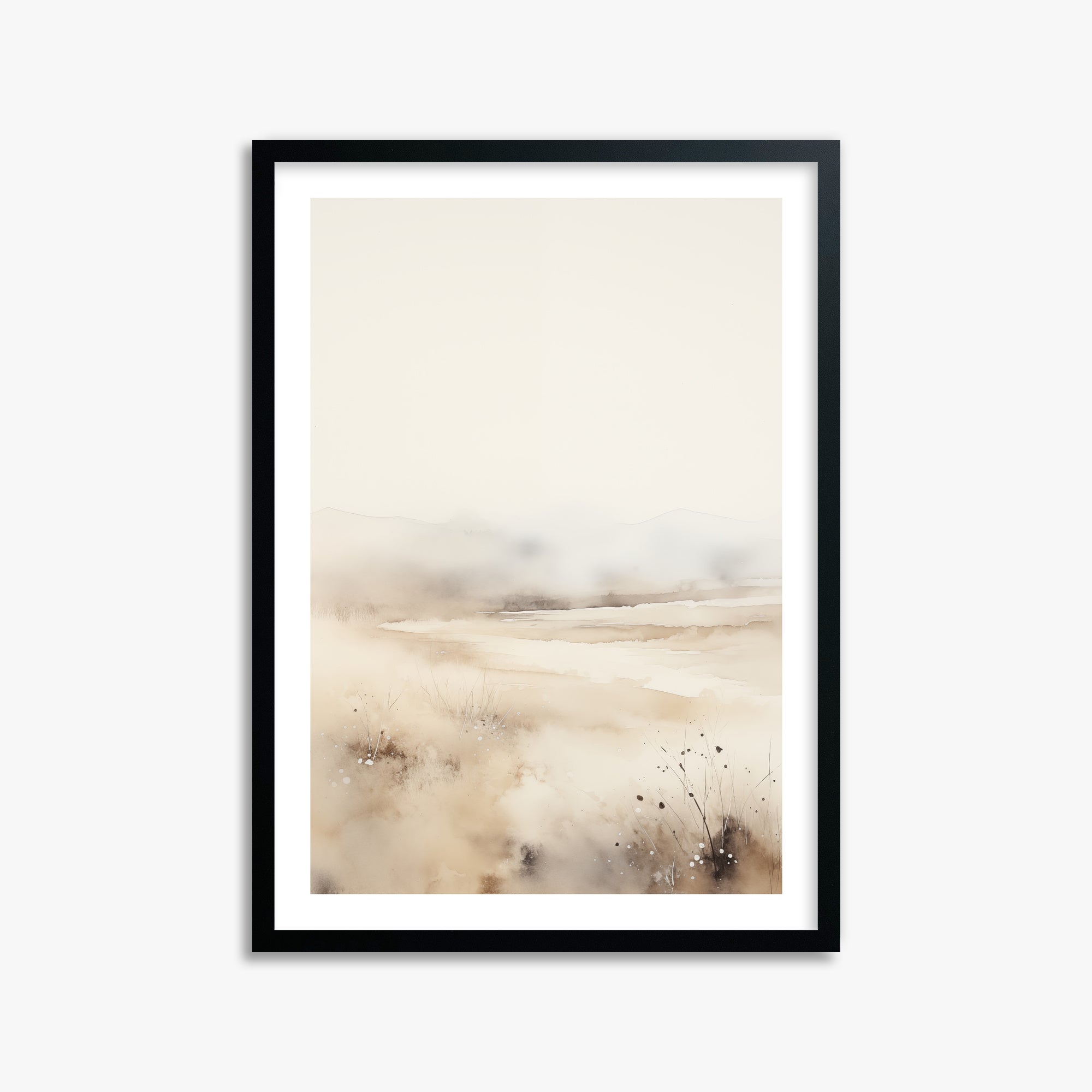Misty Dunes Horizon, 50x70cm Black Framed Art Reproduction