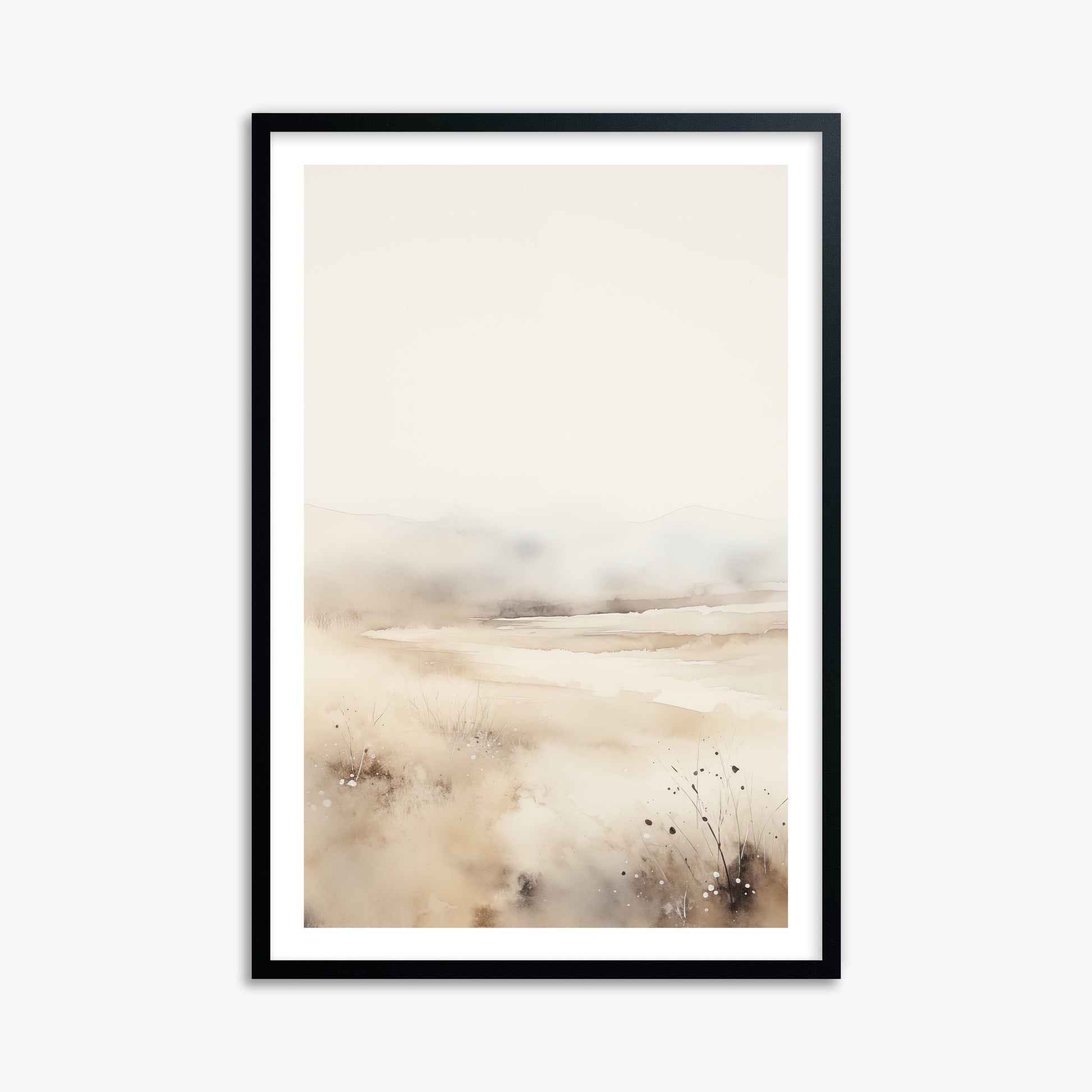 Misty Dunes Horizon, 61x91cm Black Framed Art Reproduction
