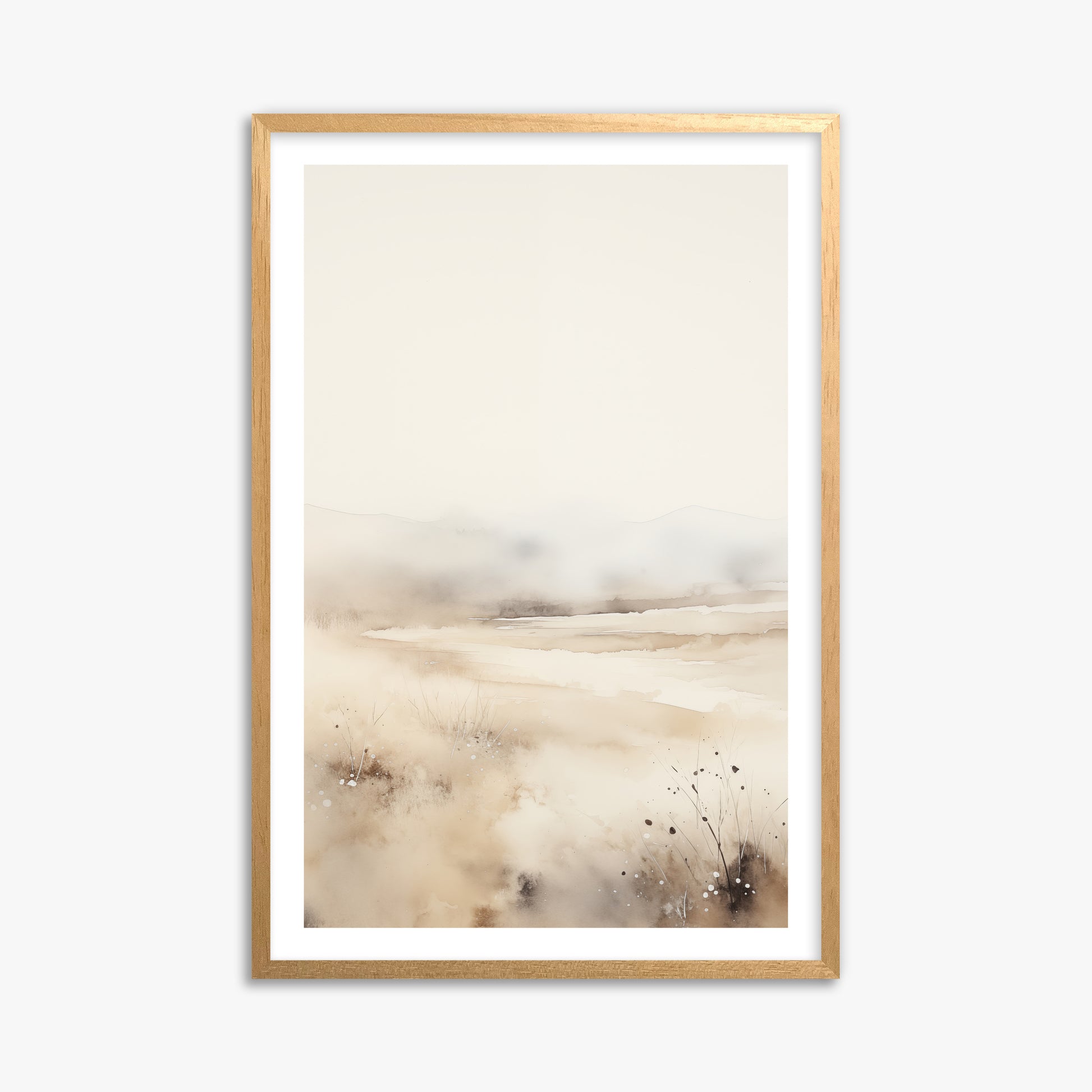 Misty Dunes Horizon, 61x91cm Oak Framed Art Reproduction