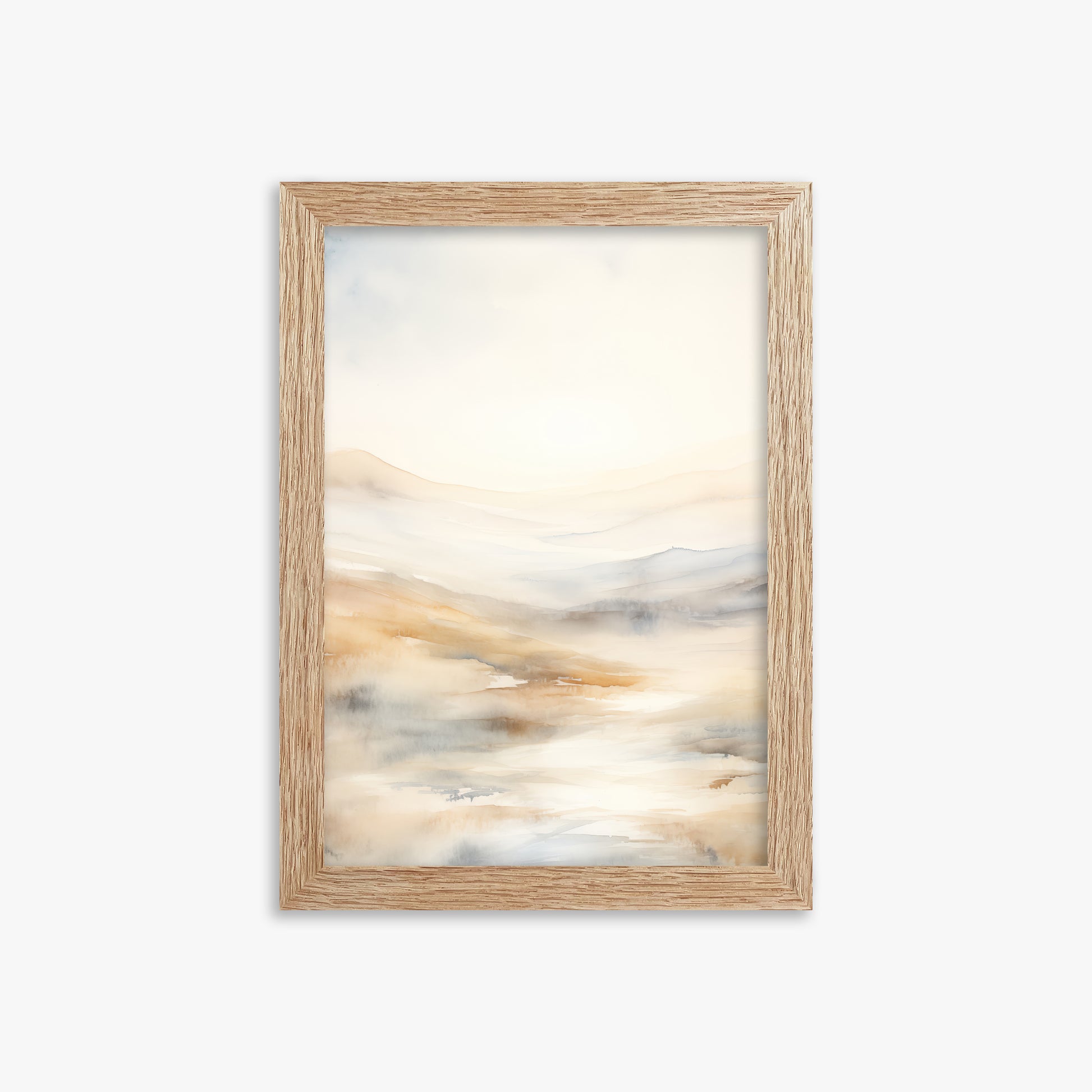 Serene Horizon Whisper, 21x30cm Framed Art Reproduction With Raw Oak Frame