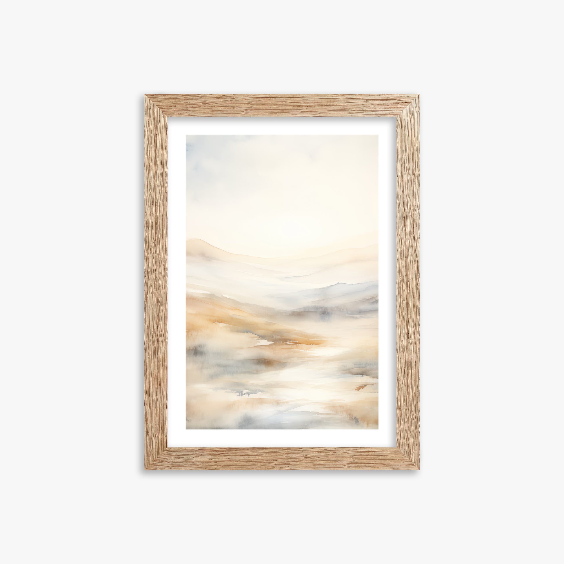 Serene Horizon Whisper, 21x30cm Framed Art Reproduction With Raw Oak Frame