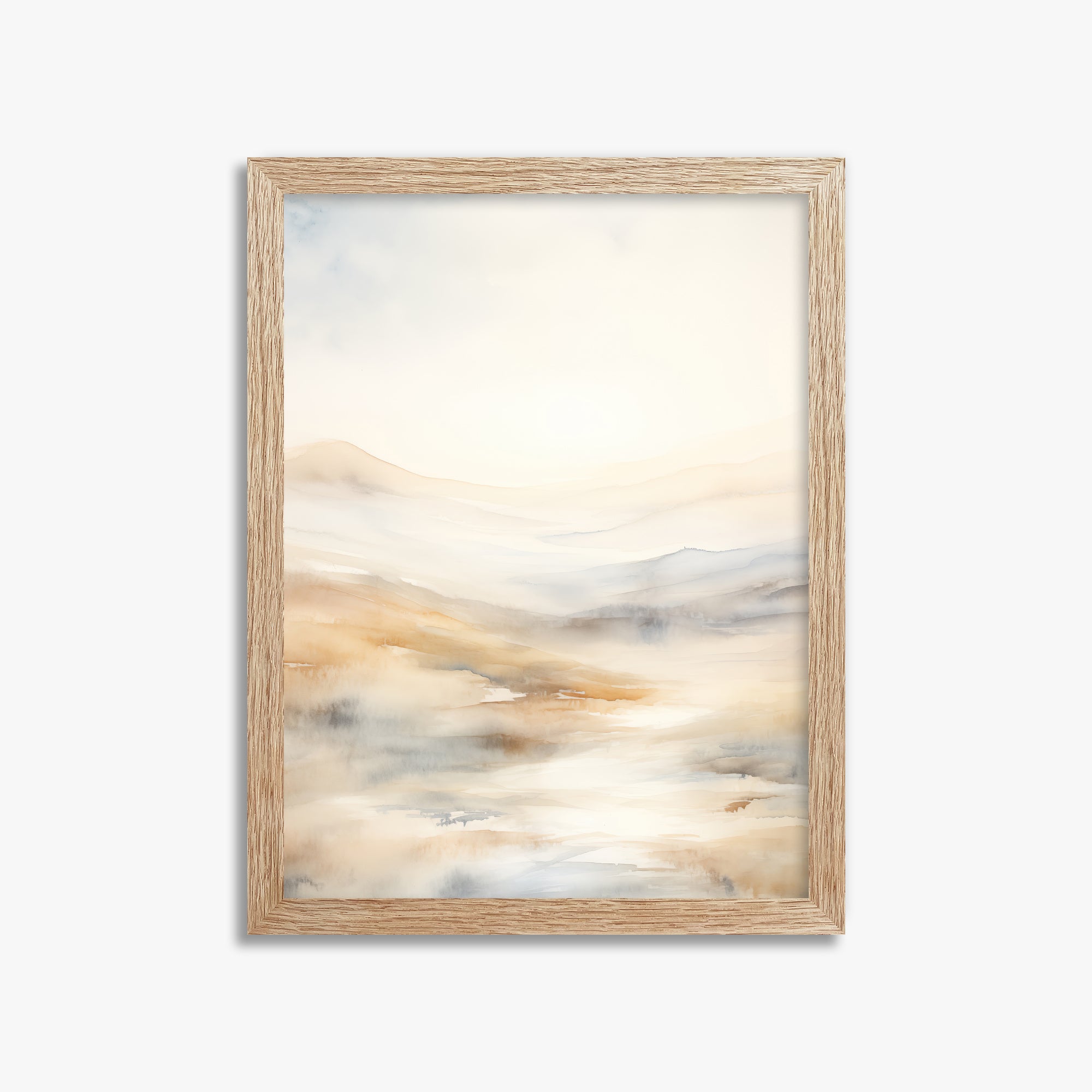 Serene Horizon Whisper, 30x40cm Framed Art Reproduction With Raw Oak Frame