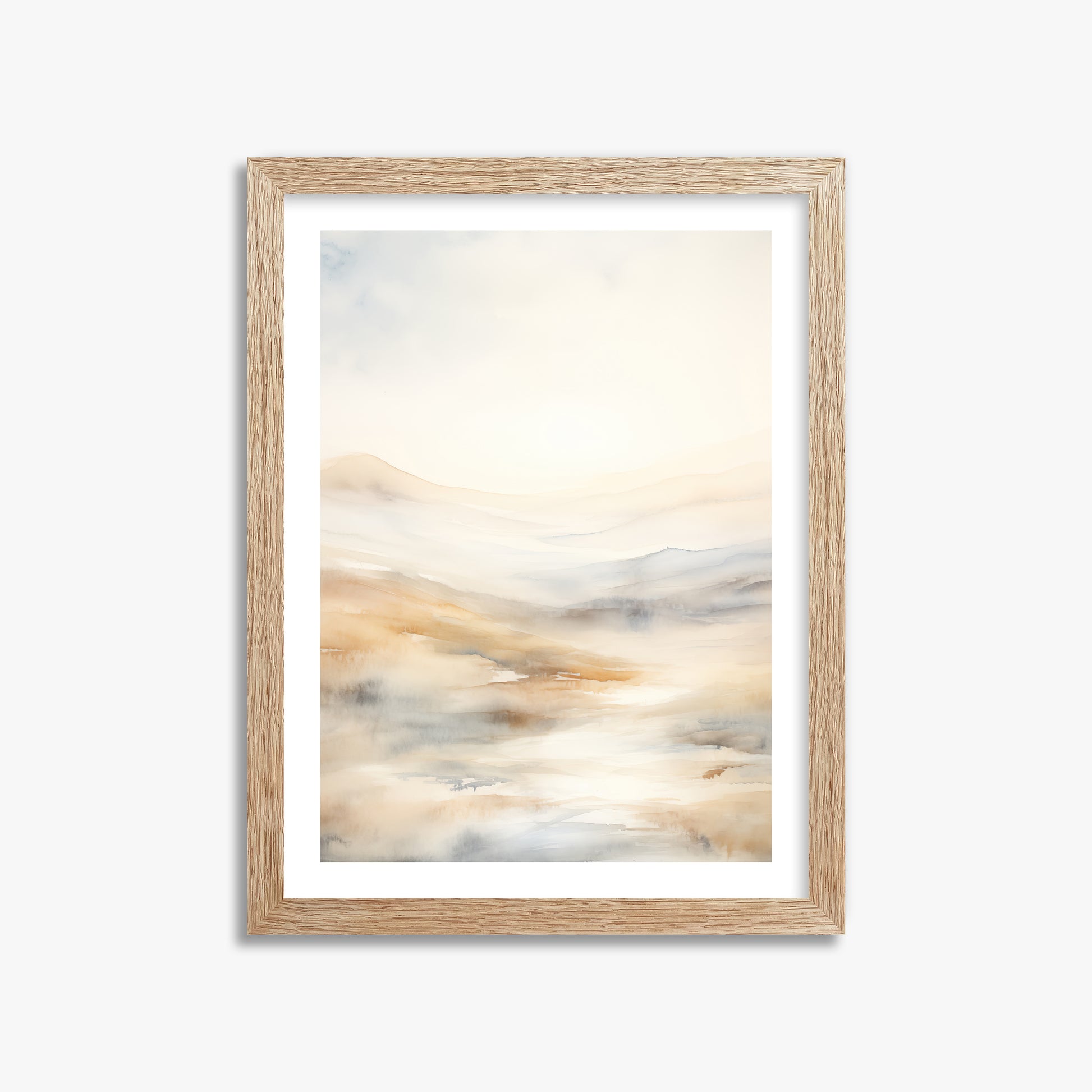 Serene Horizon Whisper, 30x40cm Framed Art Reproduction With Raw Oak Frame
