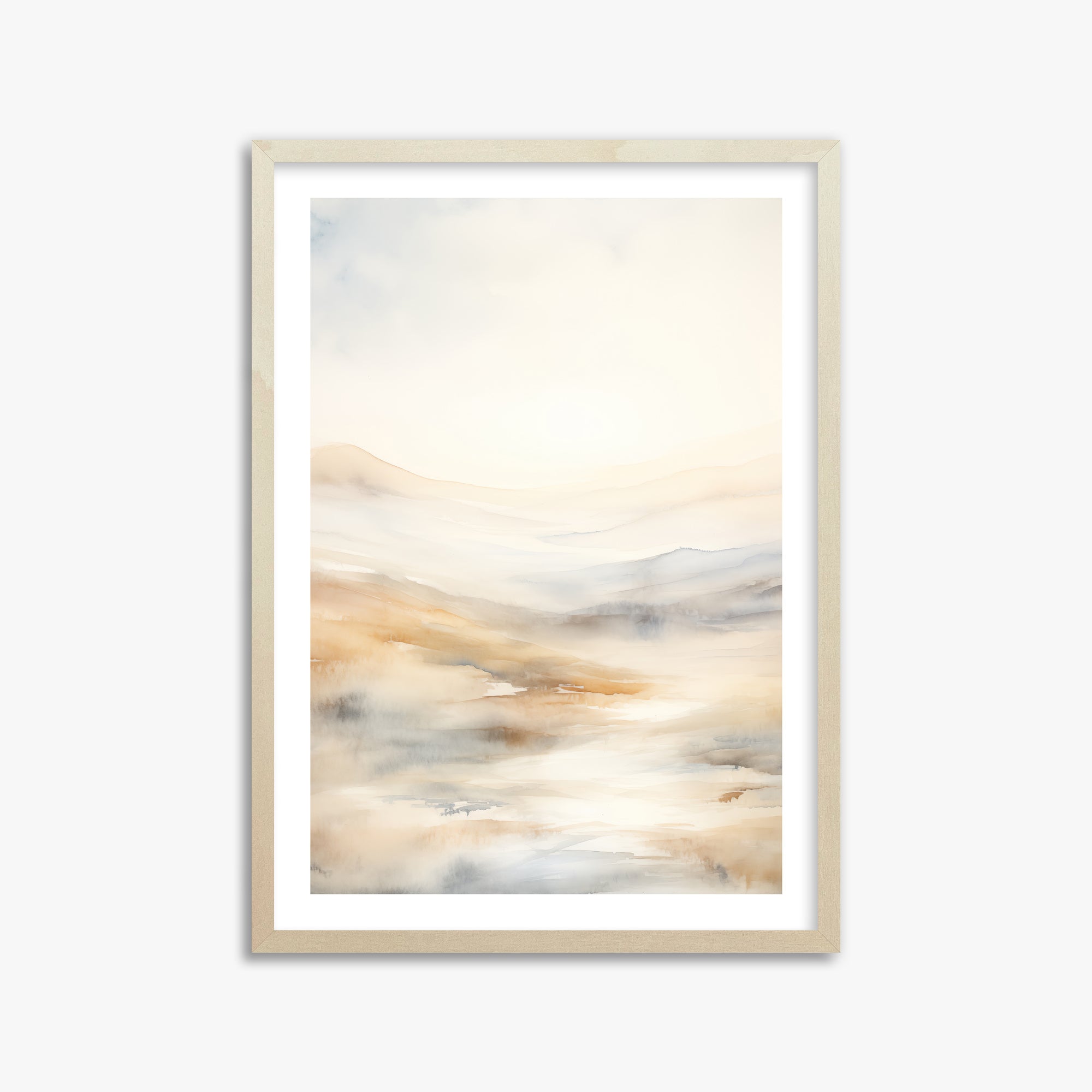 Serene Horizon Whisper, 50x70cm Framed Art Reproduction With Lime Wood Frame
