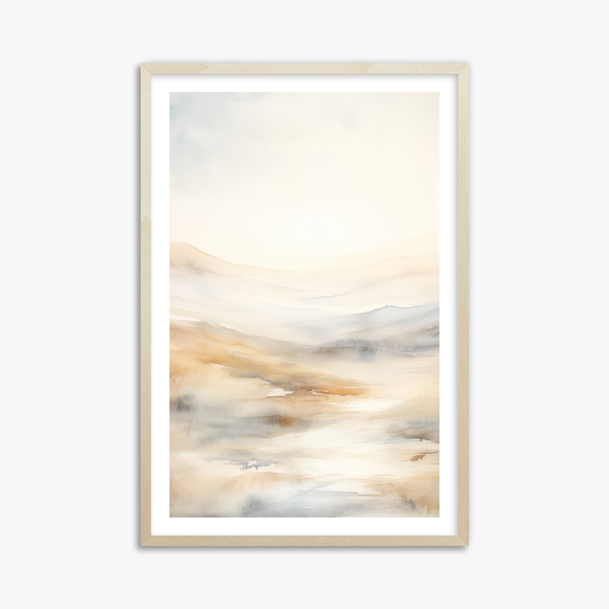 Serene Horizon Whisper, 61x91cm Framed Art Reproduction With Lime Wood Frame