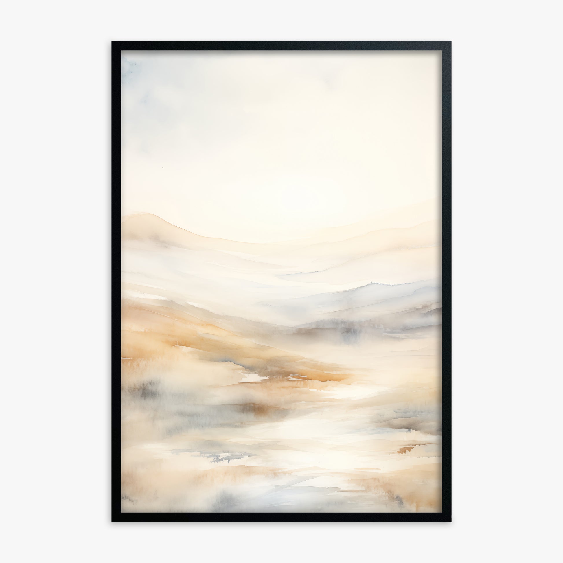 Serene Horizon Whisper, Black Framed Poster With Black Frame