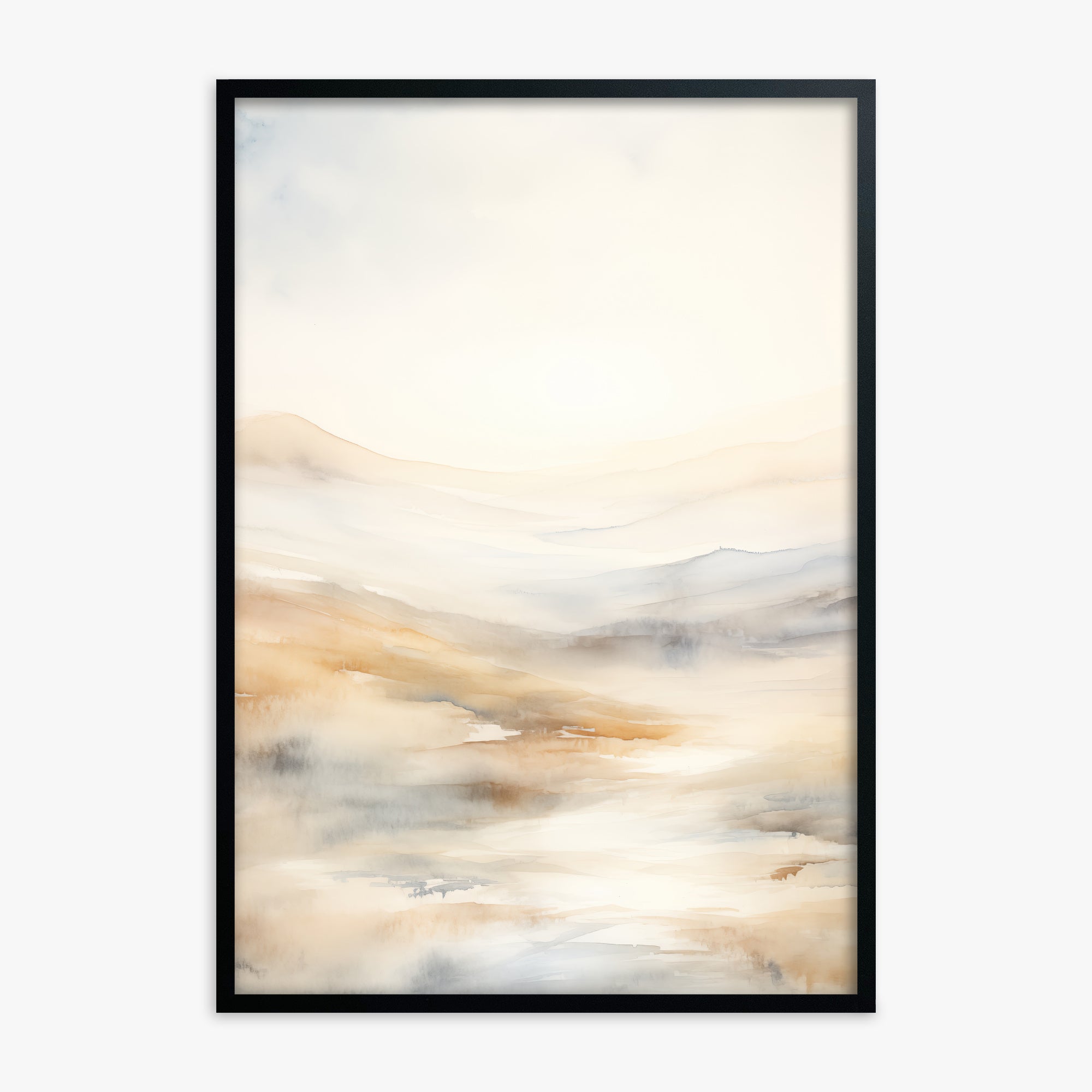 Serene Horizon Whisper, Black Framed Poster With Black Frame