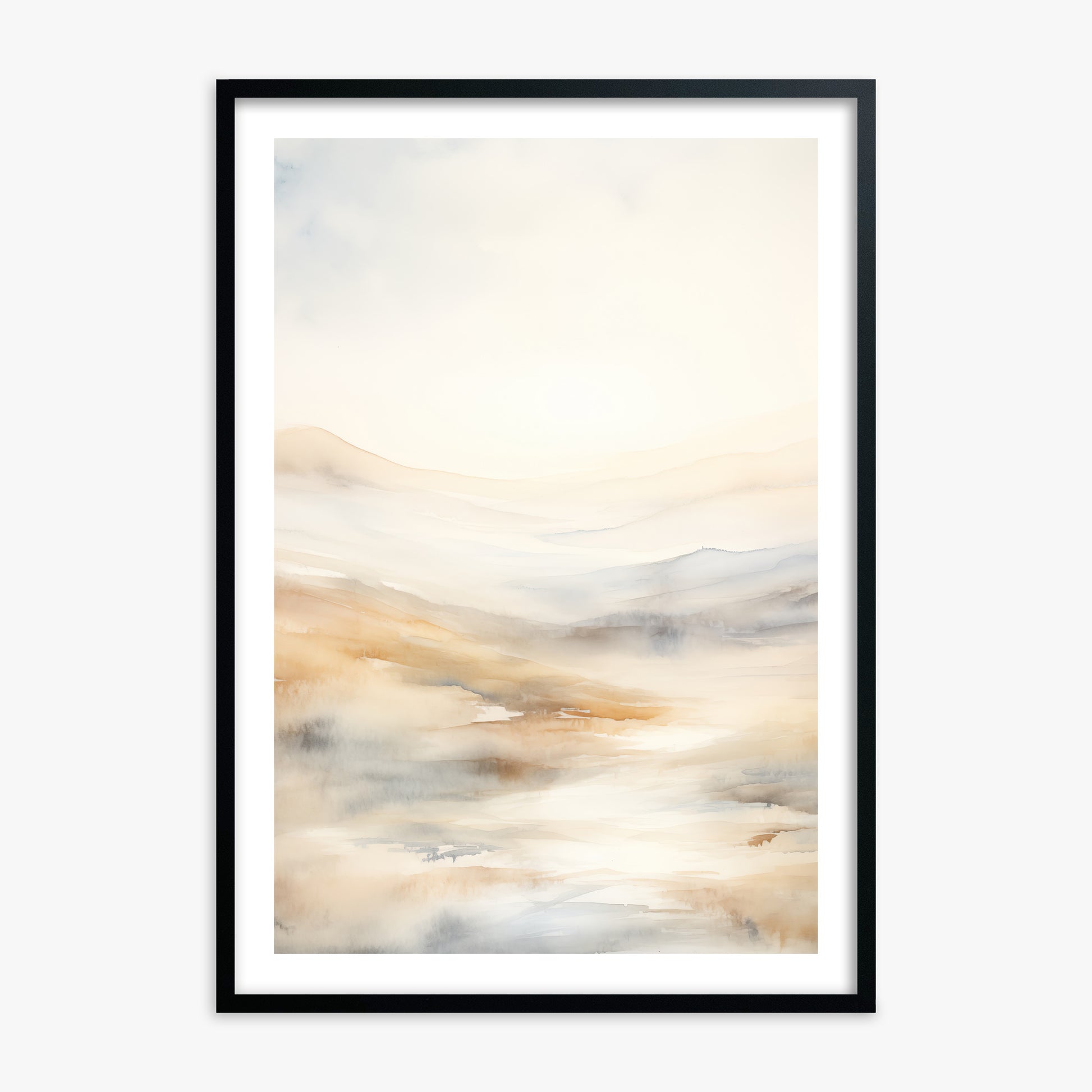 Serene Horizon Whisper, Black Framed Poster With Black Frame