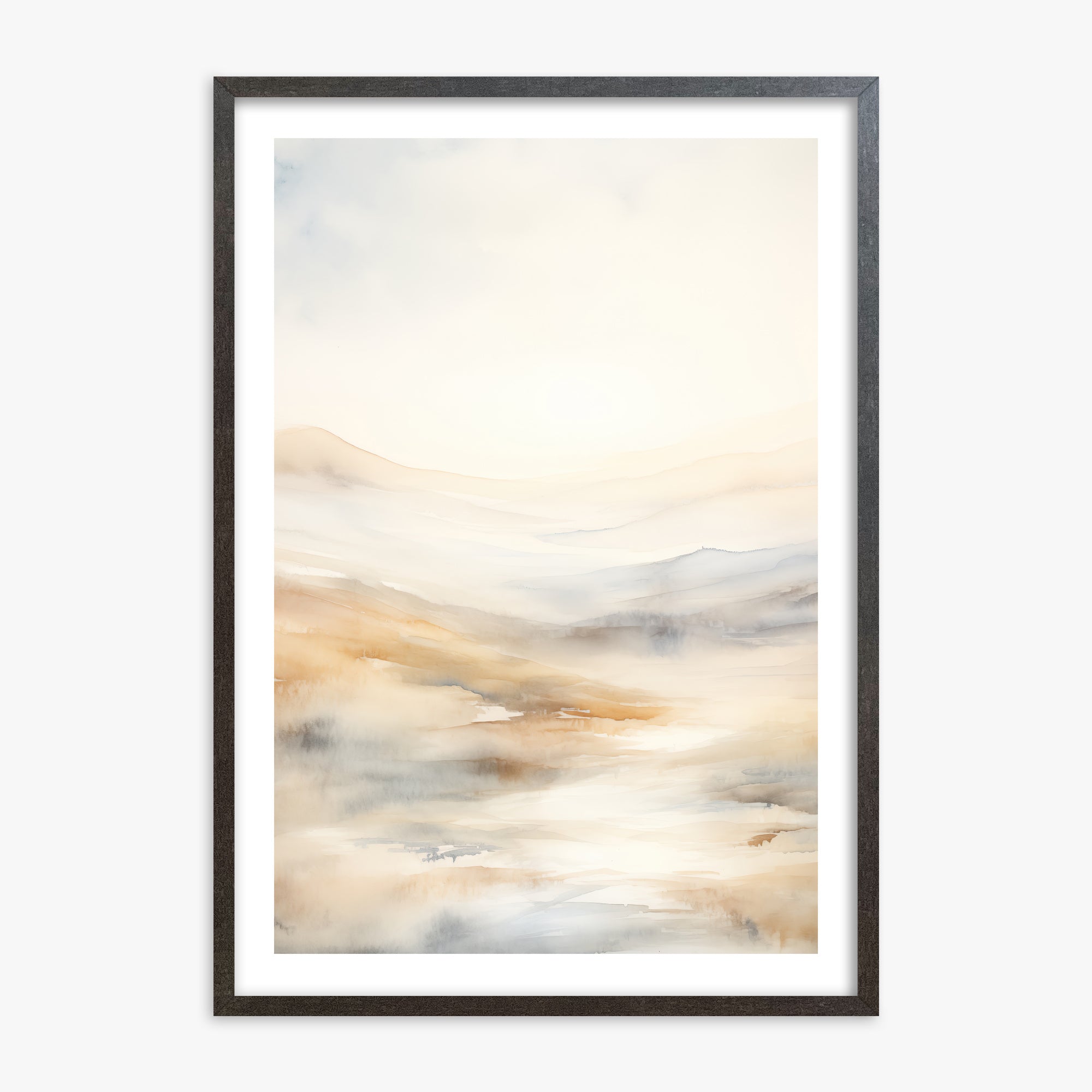 Serene Horizon Whisper, 70x100cm Framed Art Reproduction With Espresso Frame