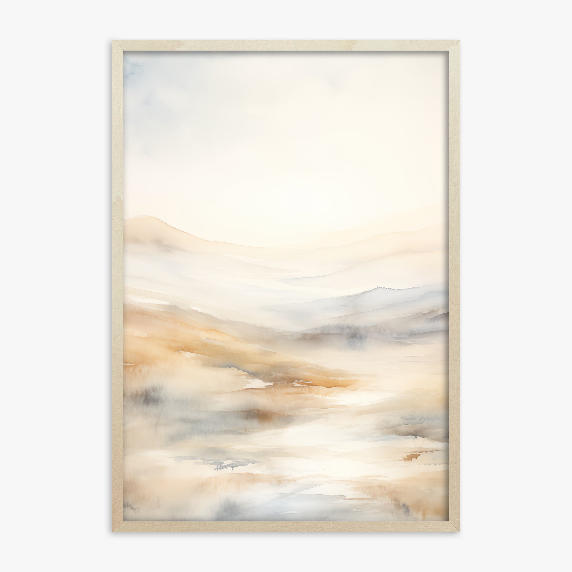 Serene Horizon Whisper, 70x100cm Framed Art Reproduction With Lime Wood Frame